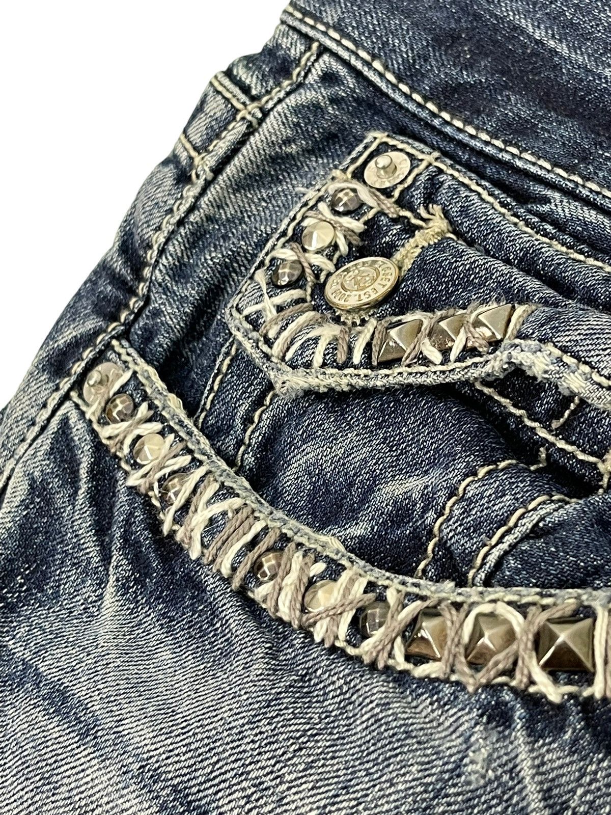 Japanese Brand Flare Jeans Key Closet Slim Distress Denim Boot Cut 7🟦 Size US 35 - 10 Thumbnail