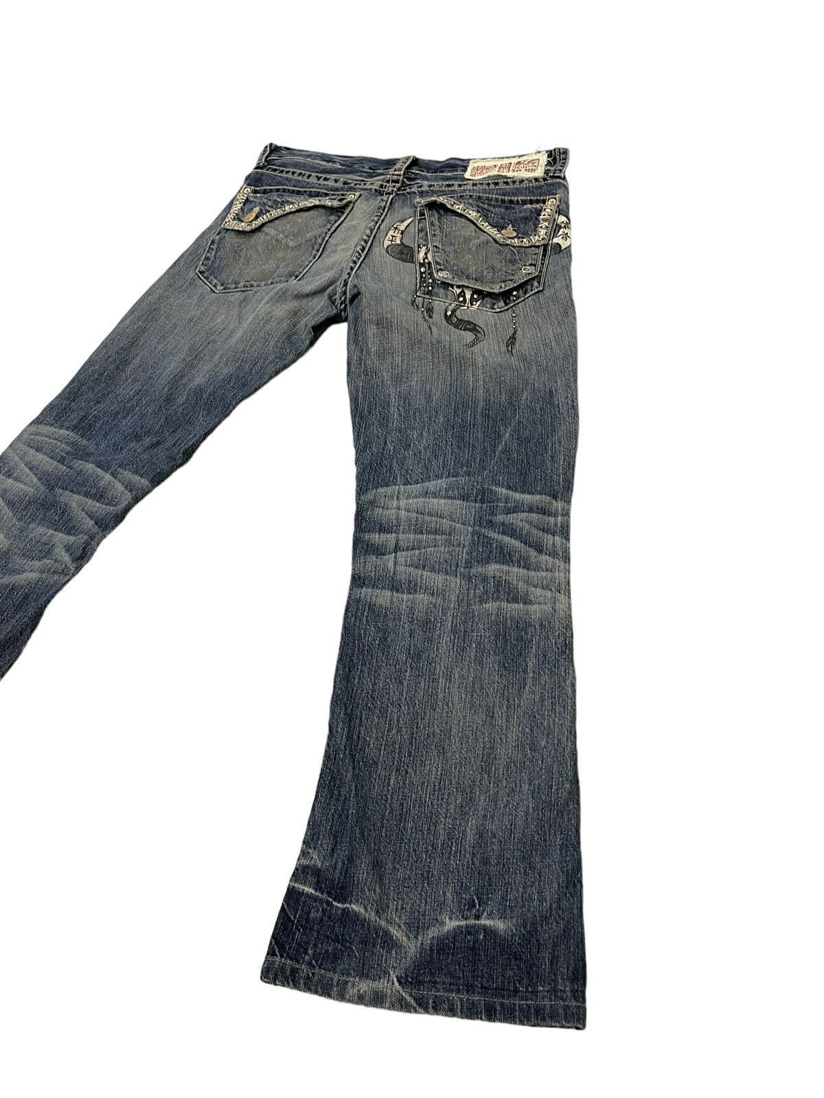 Japanese Brand Flare Jeans Key Closet Slim Distress Denim Boot Cut 7🟦 Size US 35 - 14 Thumbnail