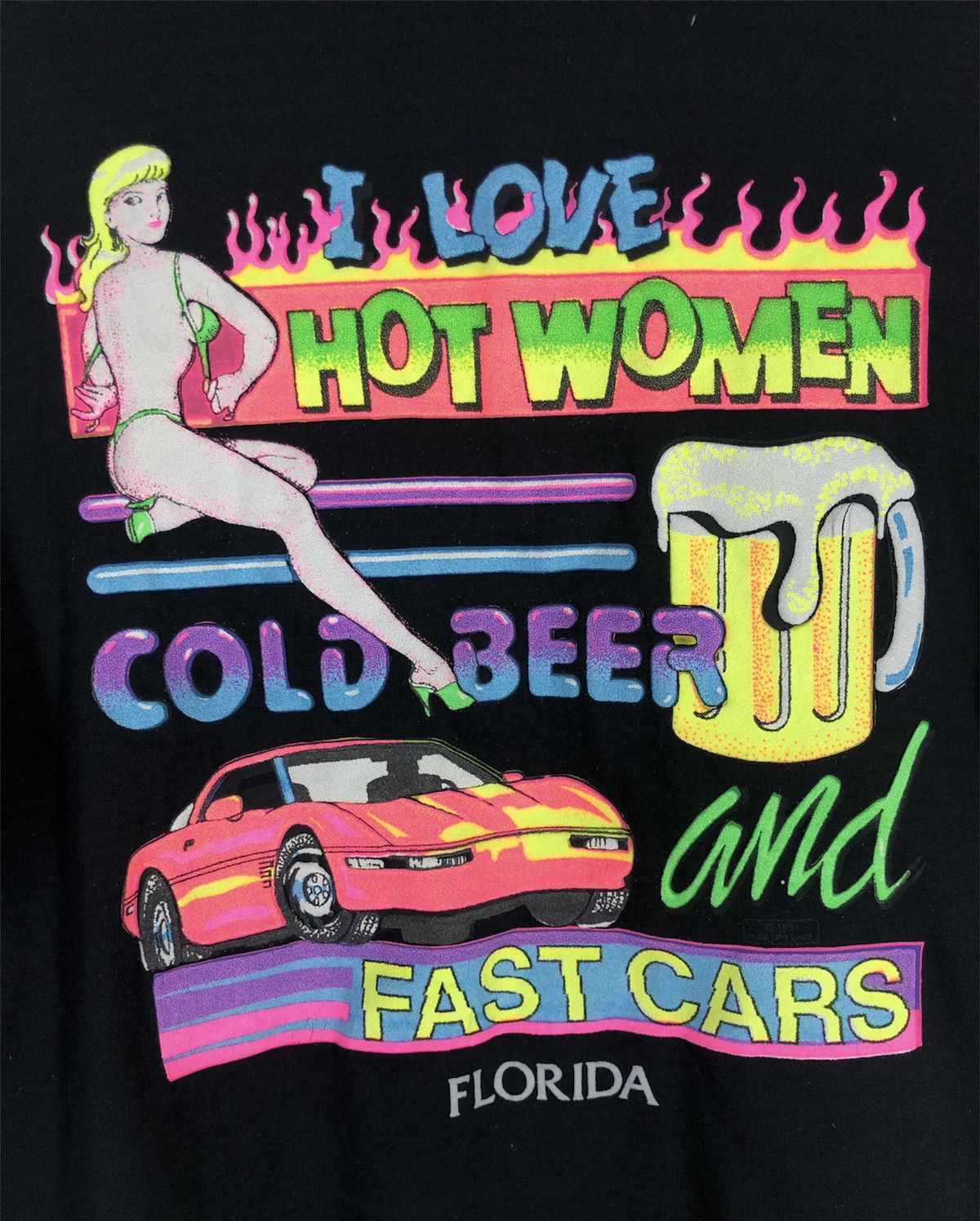 Vintage 90s vtg I Hot Women Cold Beer Fast Cars Florida Size ONE SIZE - 3 Thumbnail