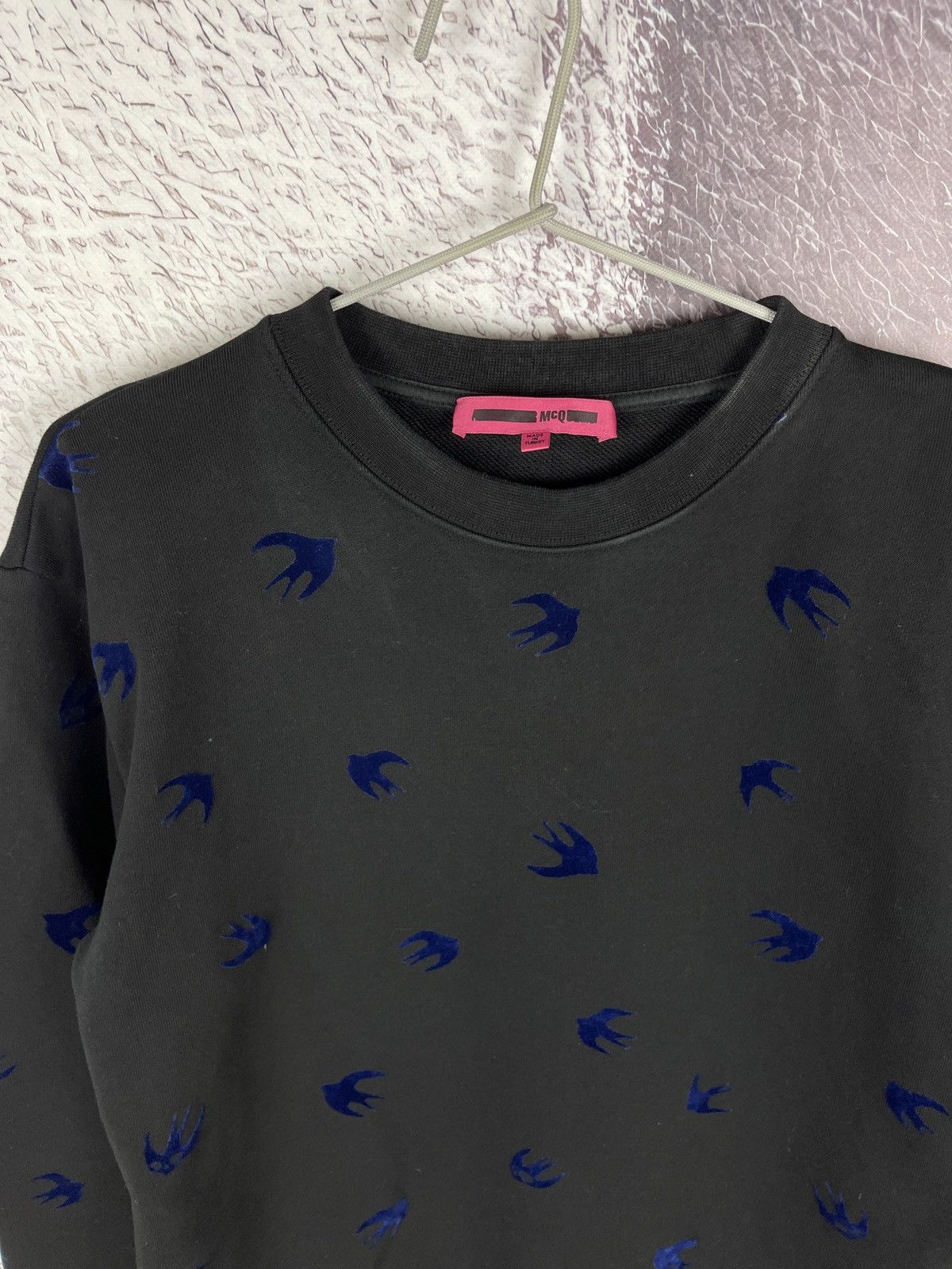 Alexander McQueen McQ Alexander McQueen velour bird multilogo black sweatshirt Size M / US 6-8 / IT 42-44 - 6 Thumbnail