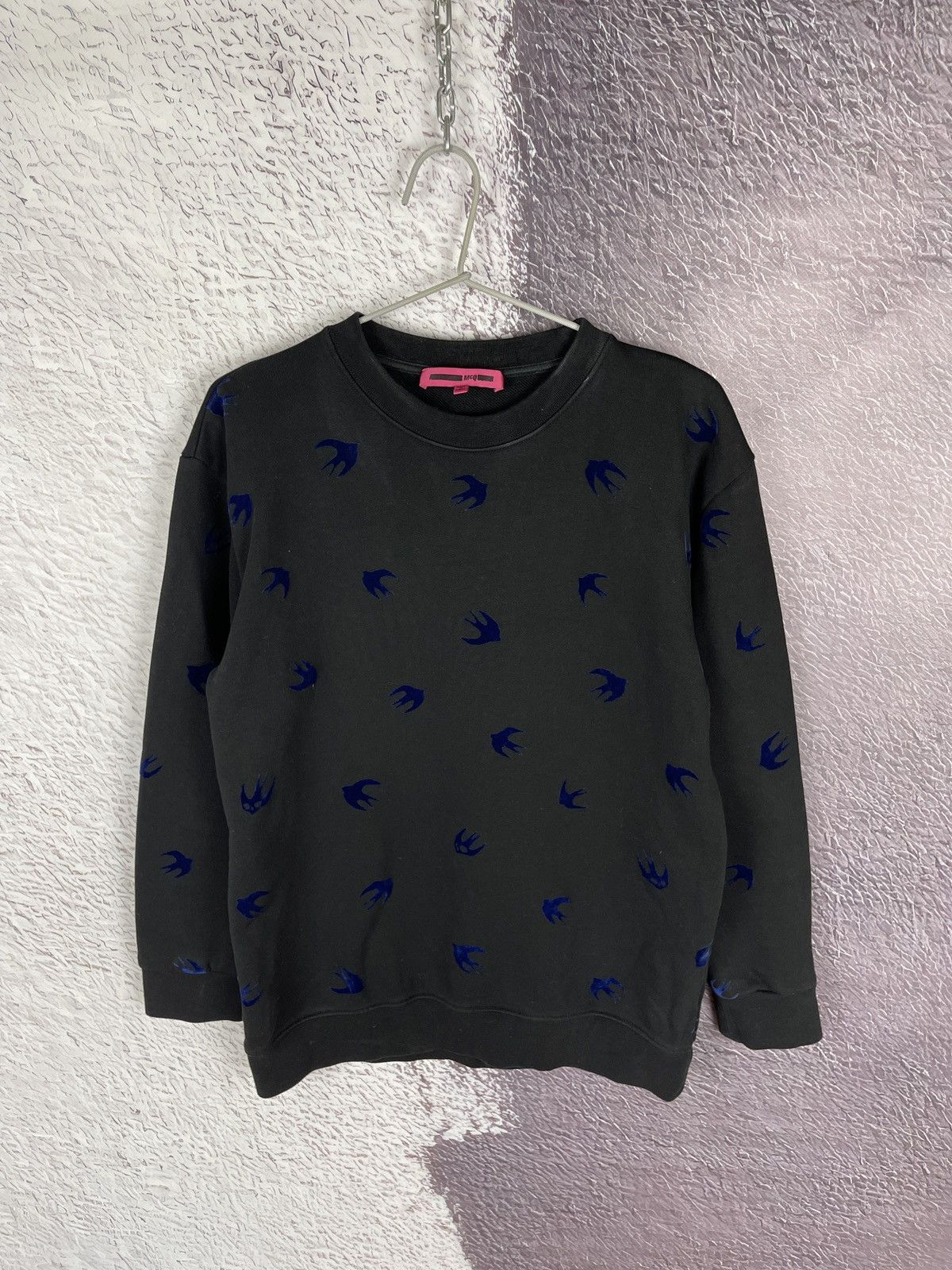 Alexander McQueen McQ Alexander McQueen velour bird multilogo black sweatshirt Size M / US 6-8 / IT 42-44 - 1 Thumbnail
