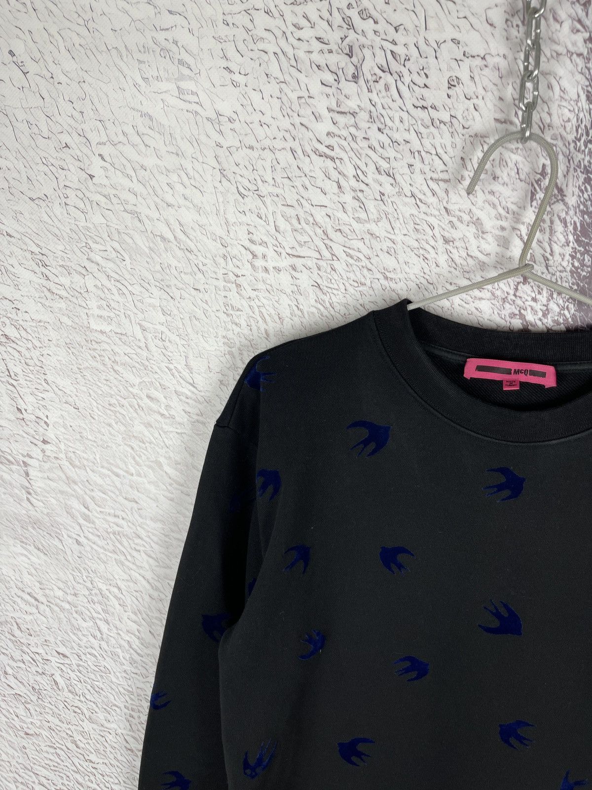 Alexander McQueen McQ Alexander McQueen velour bird multilogo black sweatshirt Size M / US 6-8 / IT 42-44 - 2 Thumbnail