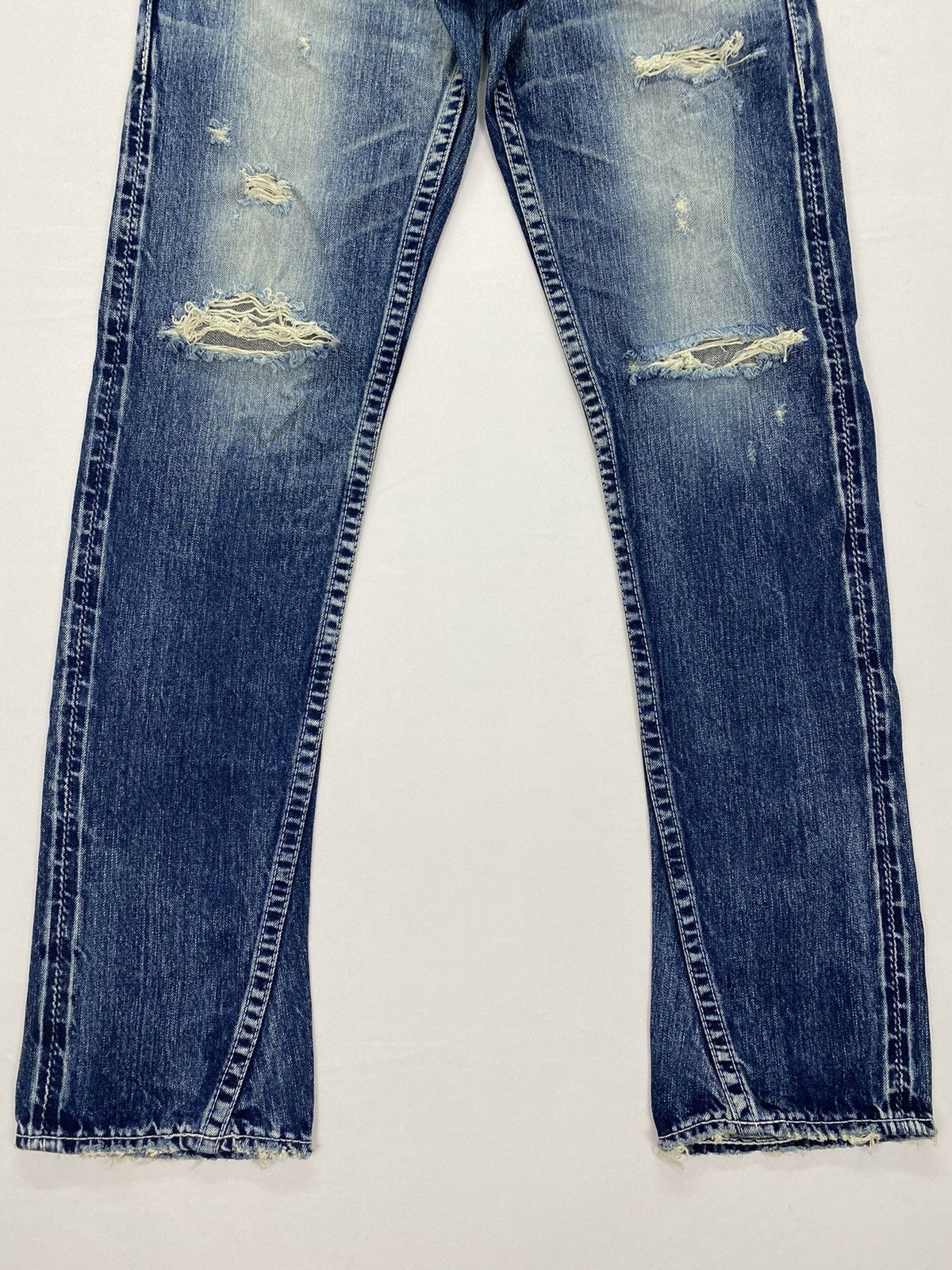 Japanese Brand Rodeo Crowns 12.5oz Distressed Low Rise Denim Size US 32 / EU 48 - 5 Thumbnail