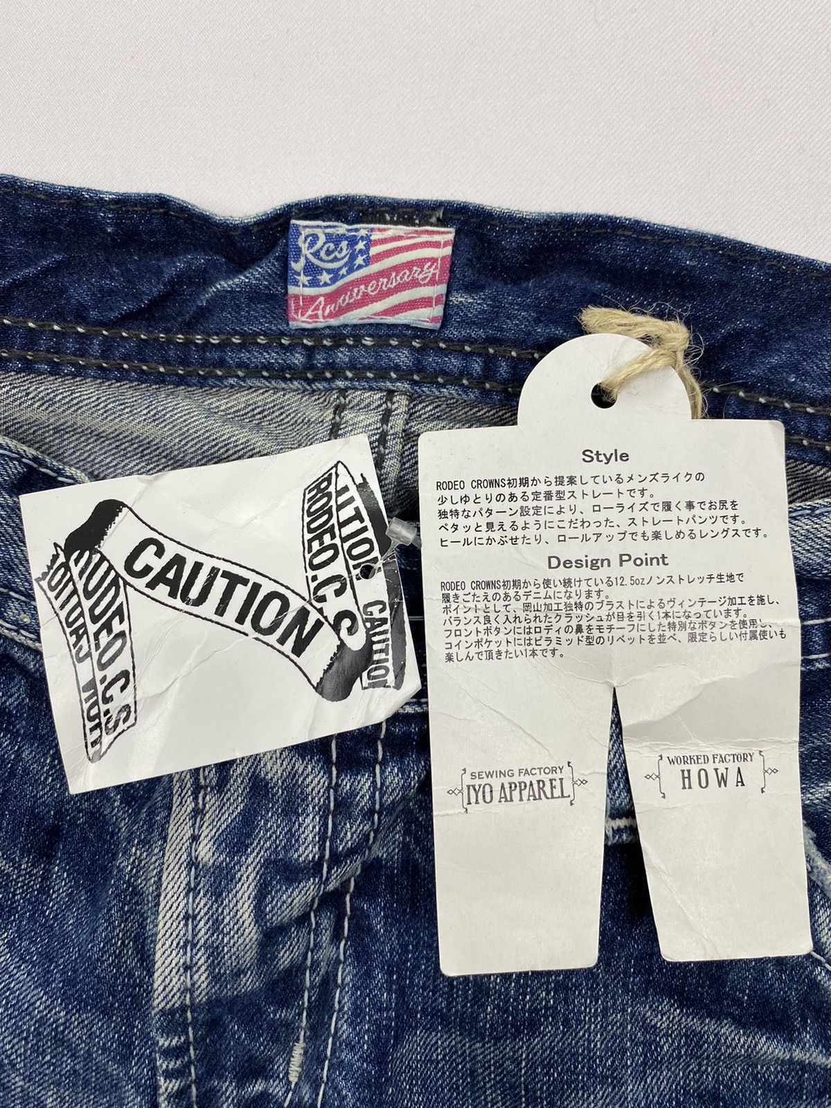 Japanese Brand Rodeo Crowns 12.5oz Distressed Low Rise Denim Size US 32 / EU 48 - 9 Thumbnail