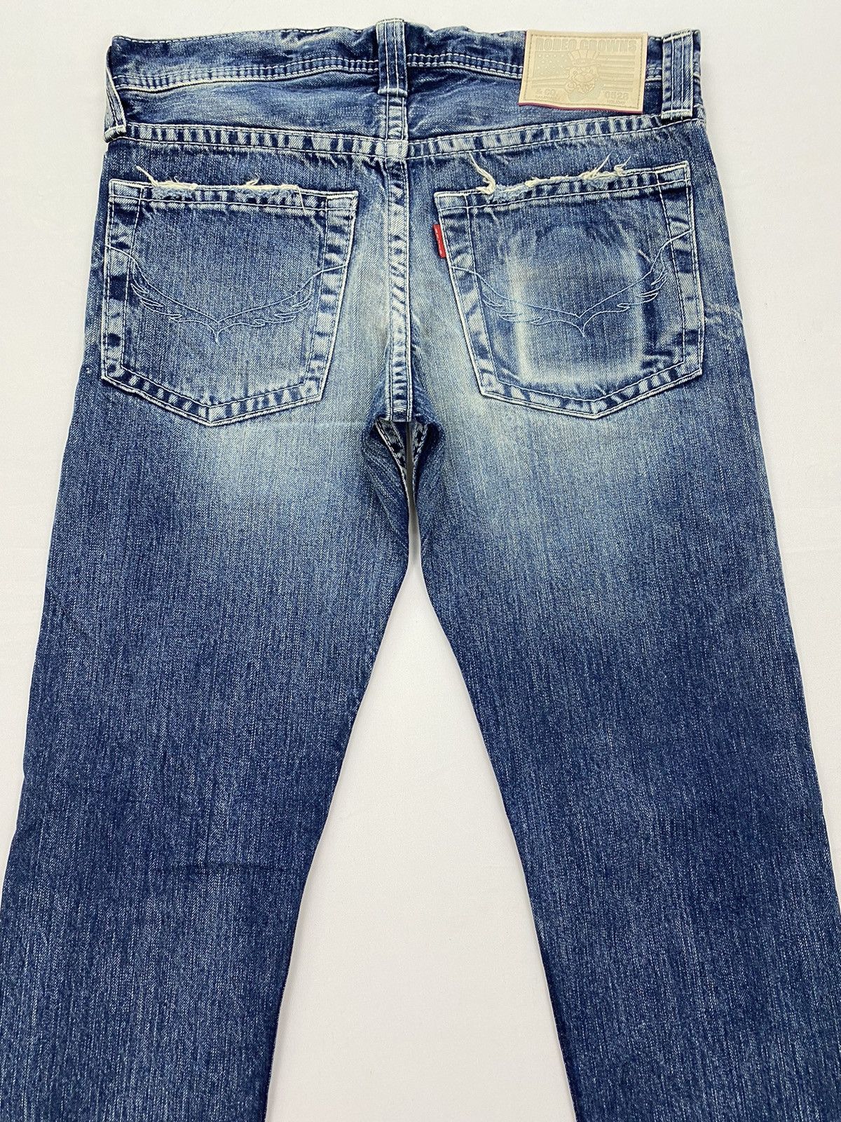 Japanese Brand Rodeo Crowns 12.5oz Distressed Low Rise Denim Size US 32 / EU 48 - 4 Thumbnail