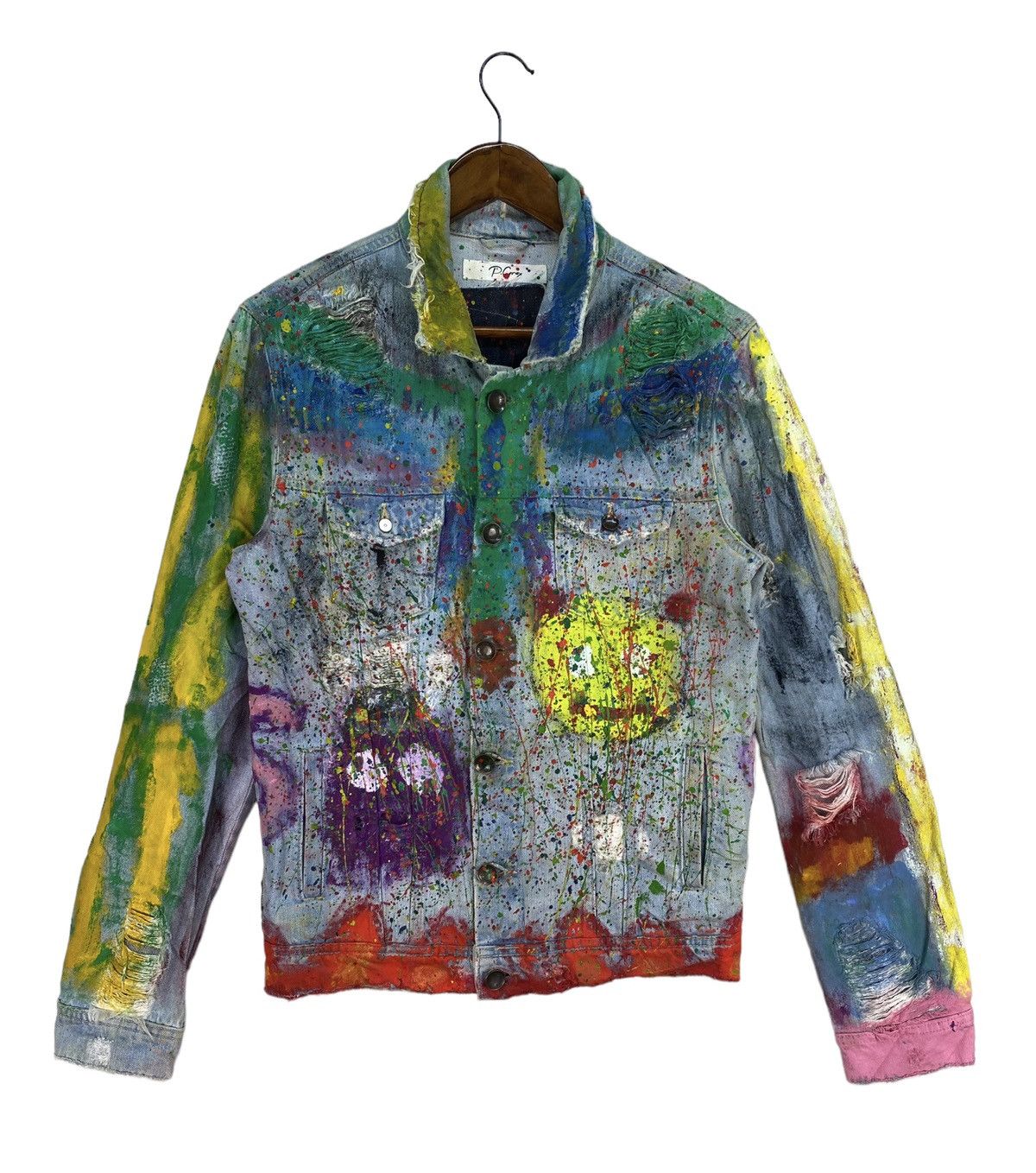 image of P.grax Denim Jacket Painting Art, Men's (Size Small)