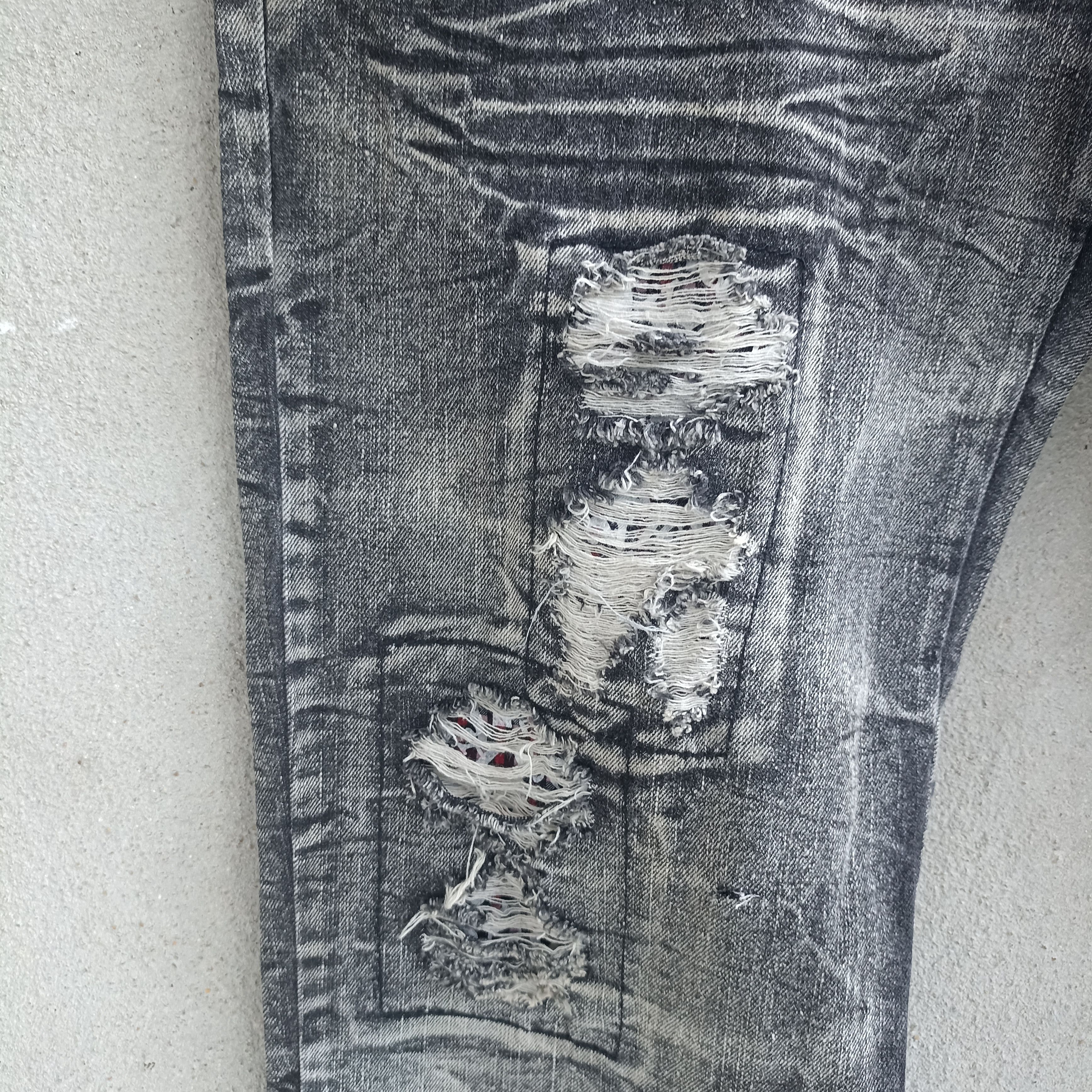 Japanese Brand Creation Double Waist Distressed Gray Jean Size US 32 / EU 48 - 7 Thumbnail