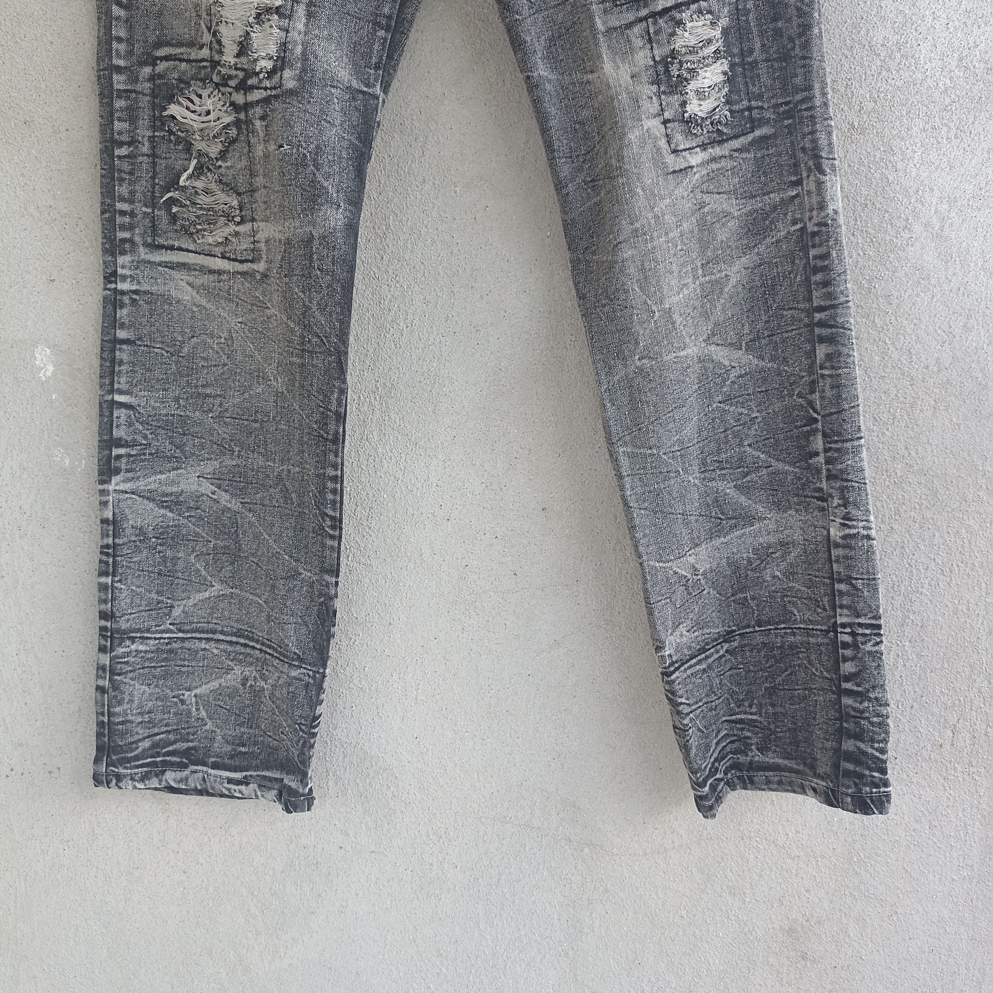 Japanese Brand Creation Double Waist Distressed Gray Jean Size US 32 / EU 48 - 4 Thumbnail