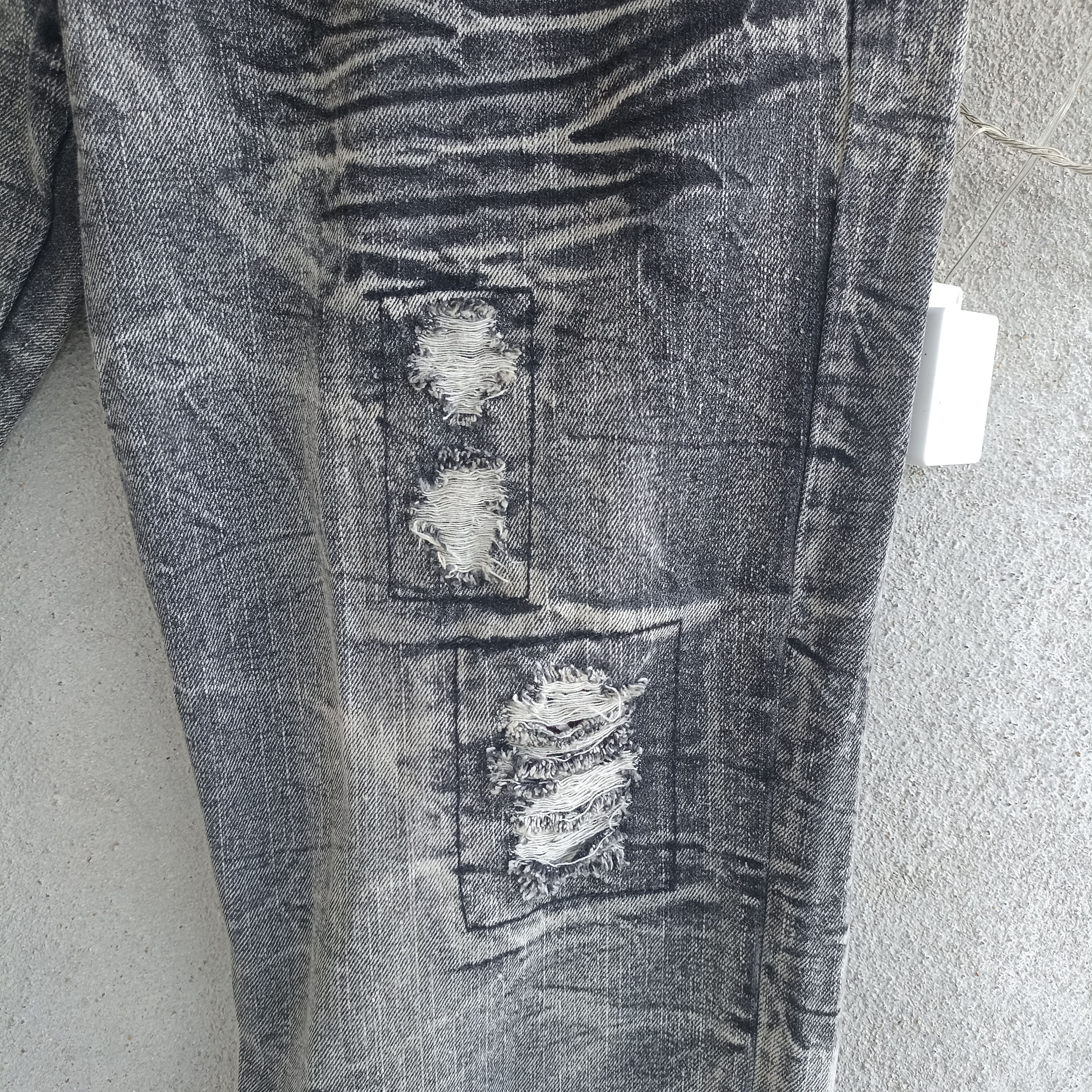 Japanese Brand Creation Double Waist Distressed Gray Jean Size US 32 / EU 48 - 8 Thumbnail