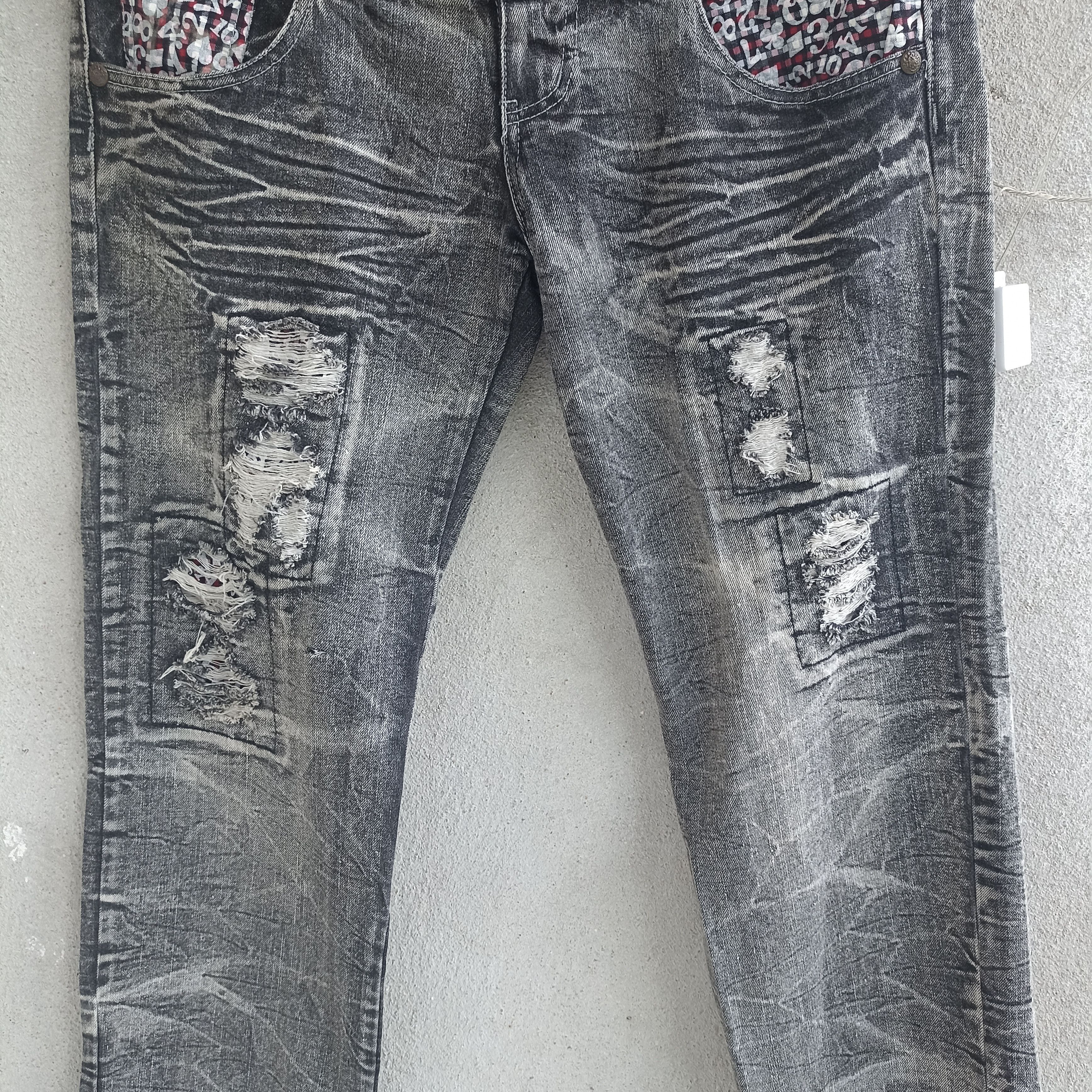 Japanese Brand Creation Double Waist Distressed Gray Jean Size US 32 / EU 48 - 3 Thumbnail