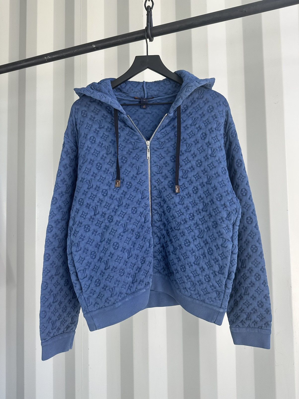 Louis Vuitton Monogram Embossed Zip Hoodie | Grailed