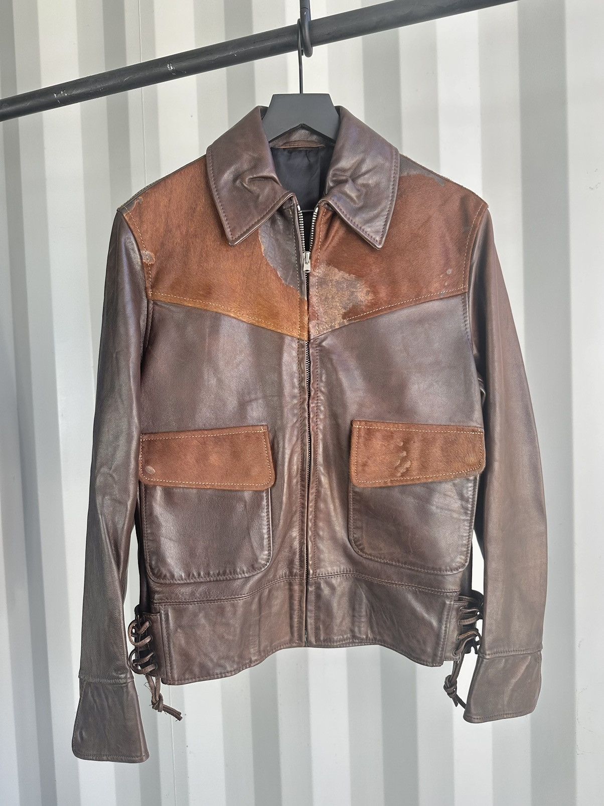image of Maison Margiela Cowhide Jacket in Brown, Men's (Size Small)
