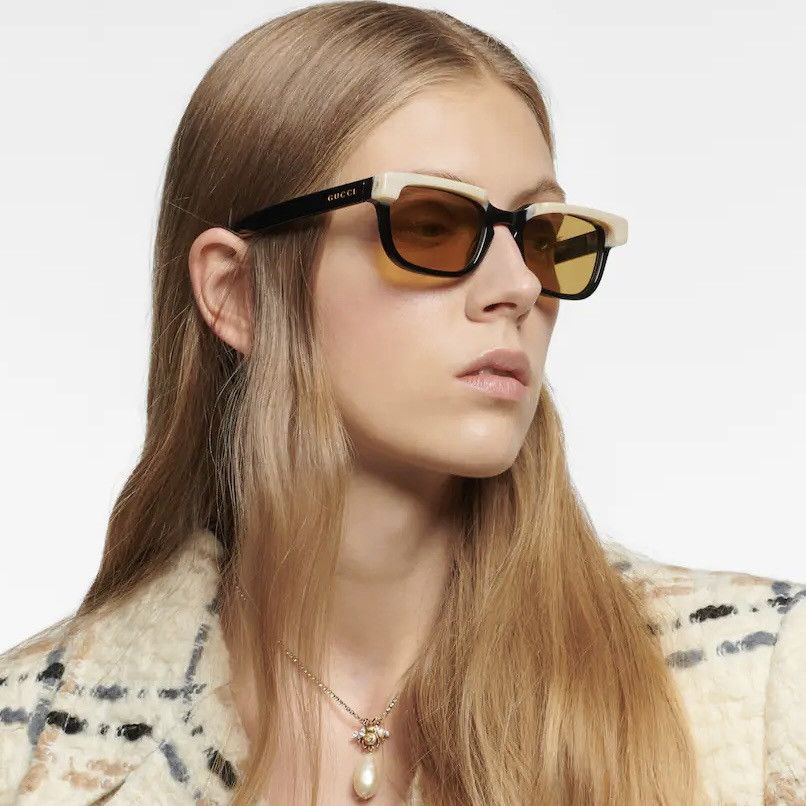 NEW GUCCI GG1166S 001 UNISEX SQUARE BLACK BEIGE SUNGLASSES