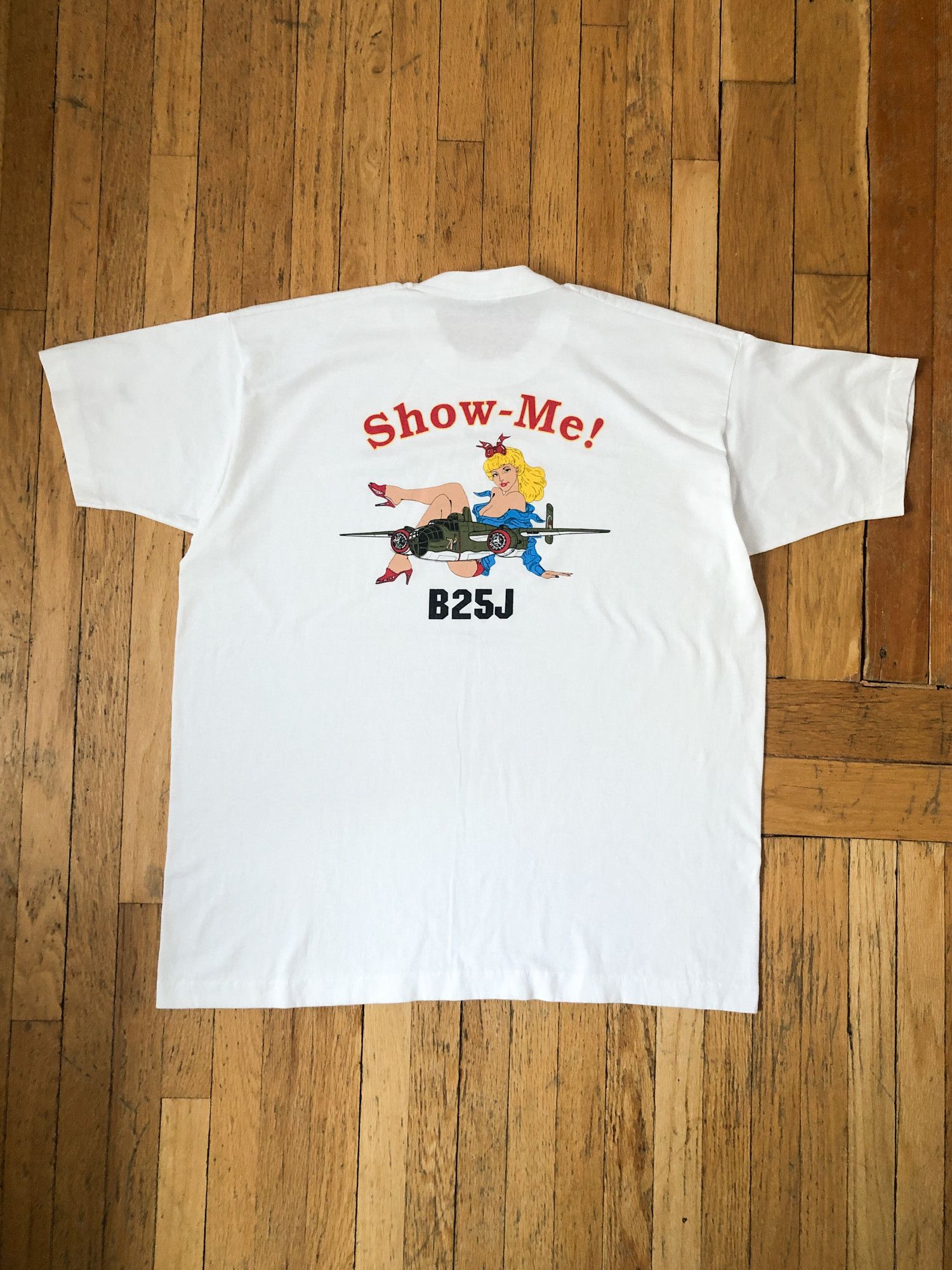 Vintage 90s Single Stitch 'B25-J' Missouri Wing Caf T-Shirt Size US XXL / EU 58 / 5 - 2 Thumbnail