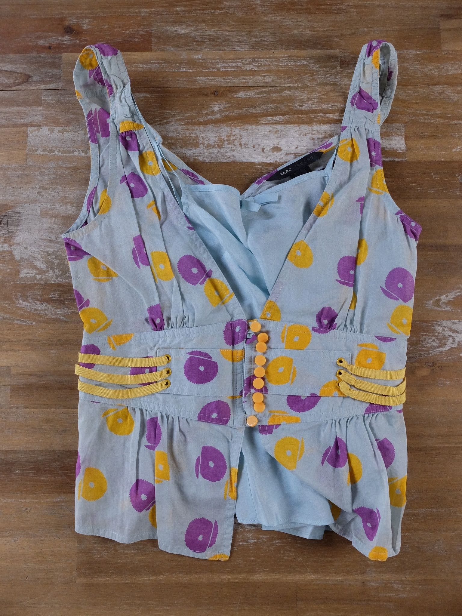 Marc Jacobs MARC JACOBS blue floral cotton silk sleeveless blouse top 4 Size S / US 4 / IT 40 - 6 Thumbnail