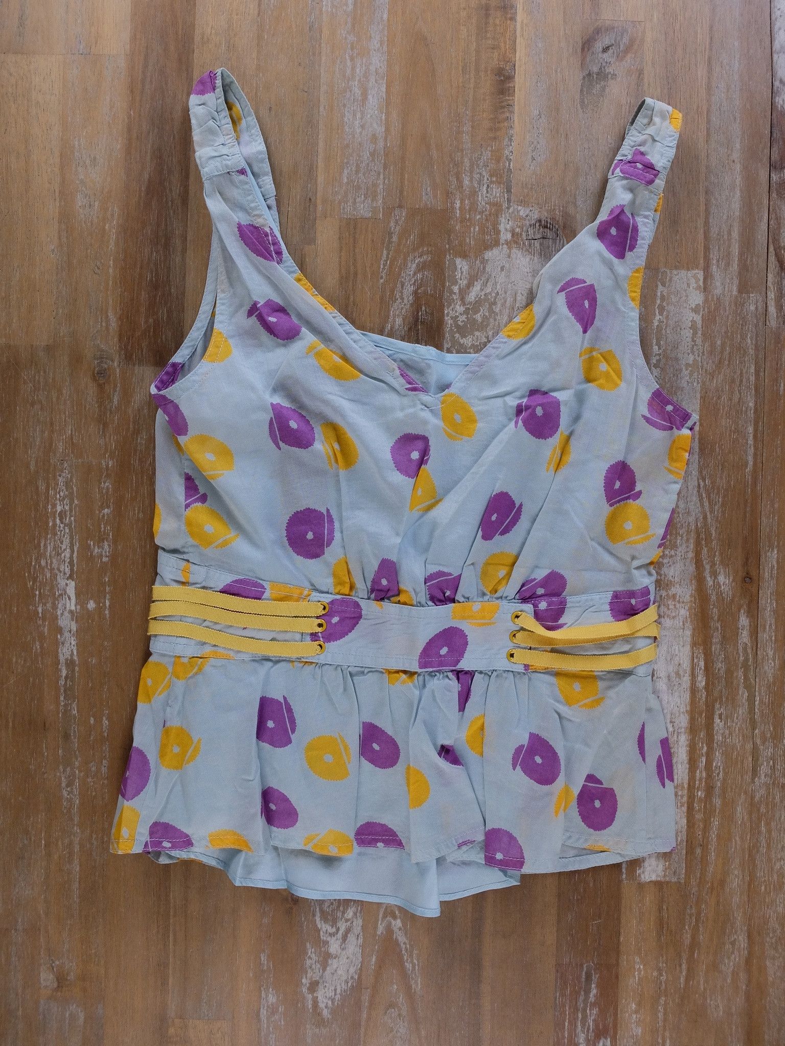 Marc Jacobs MARC JACOBS blue floral cotton silk sleeveless blouse top 4 Size S / US 4 / IT 40 - 1 Thumbnail