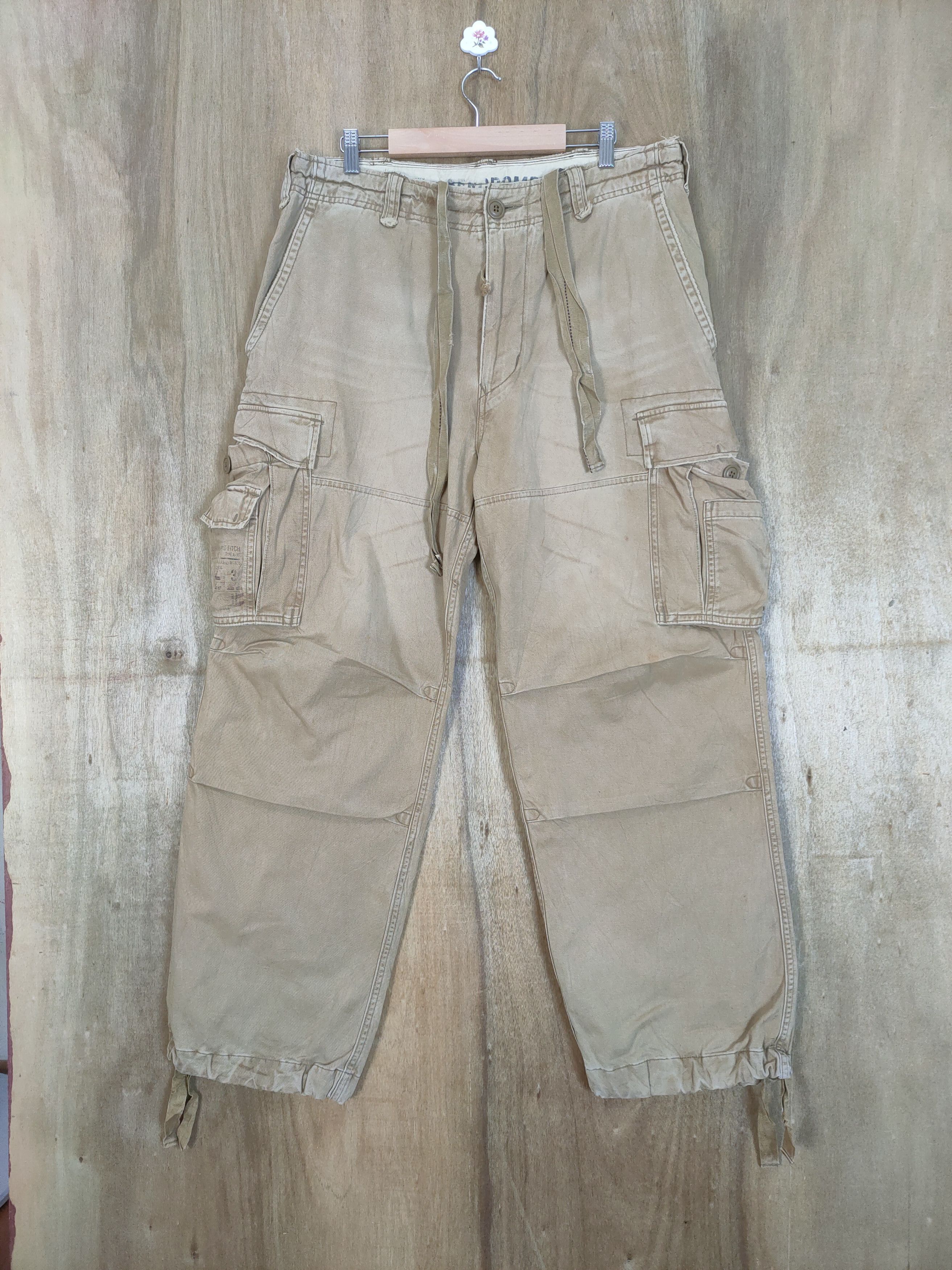 Abercrombie & Fitch VINTAGE FADED PARACHUTE BONDAGE BAGGY CARGO PANTS Size US 36 / EU 52 - 2 Thumbnail