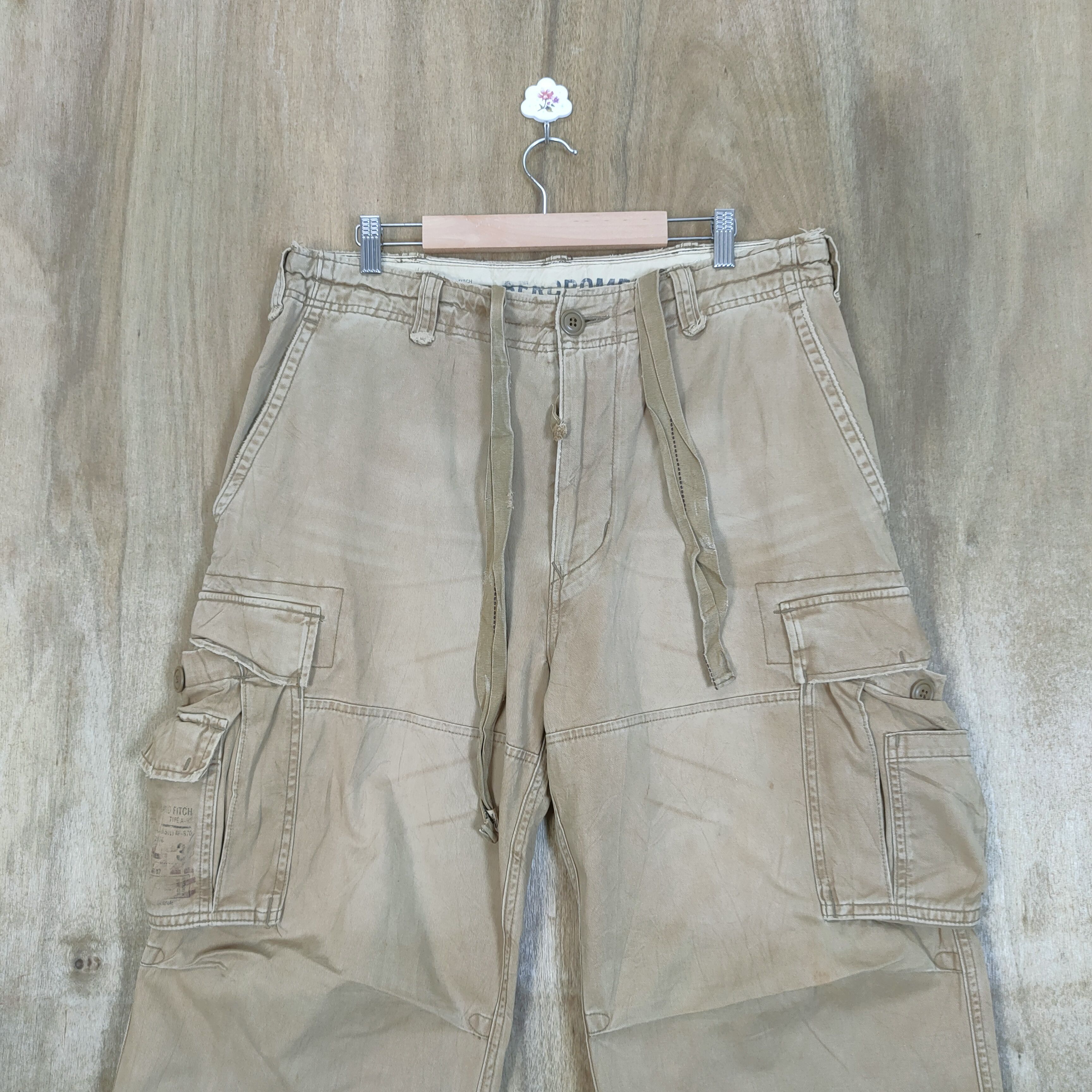 Abercrombie & Fitch VINTAGE FADED PARACHUTE BONDAGE BAGGY CARGO PANTS Size US 36 / EU 52 - 3 Thumbnail