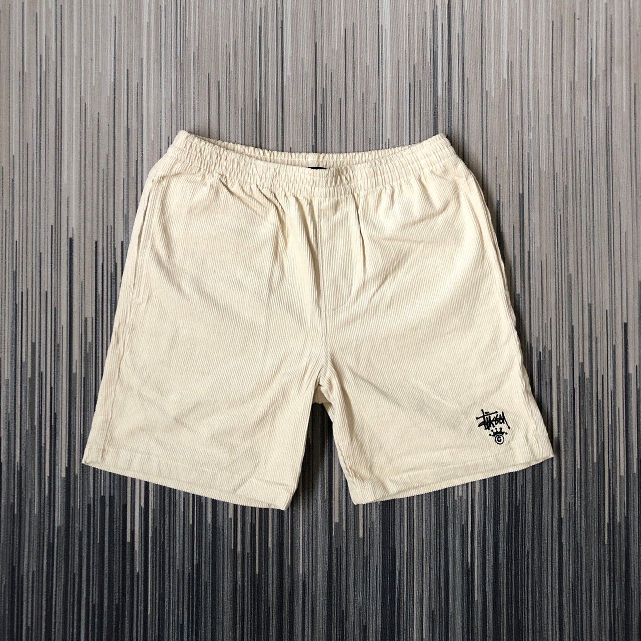 image of Stussy Crown Cord Shorts in White, Men's (Size 28)
