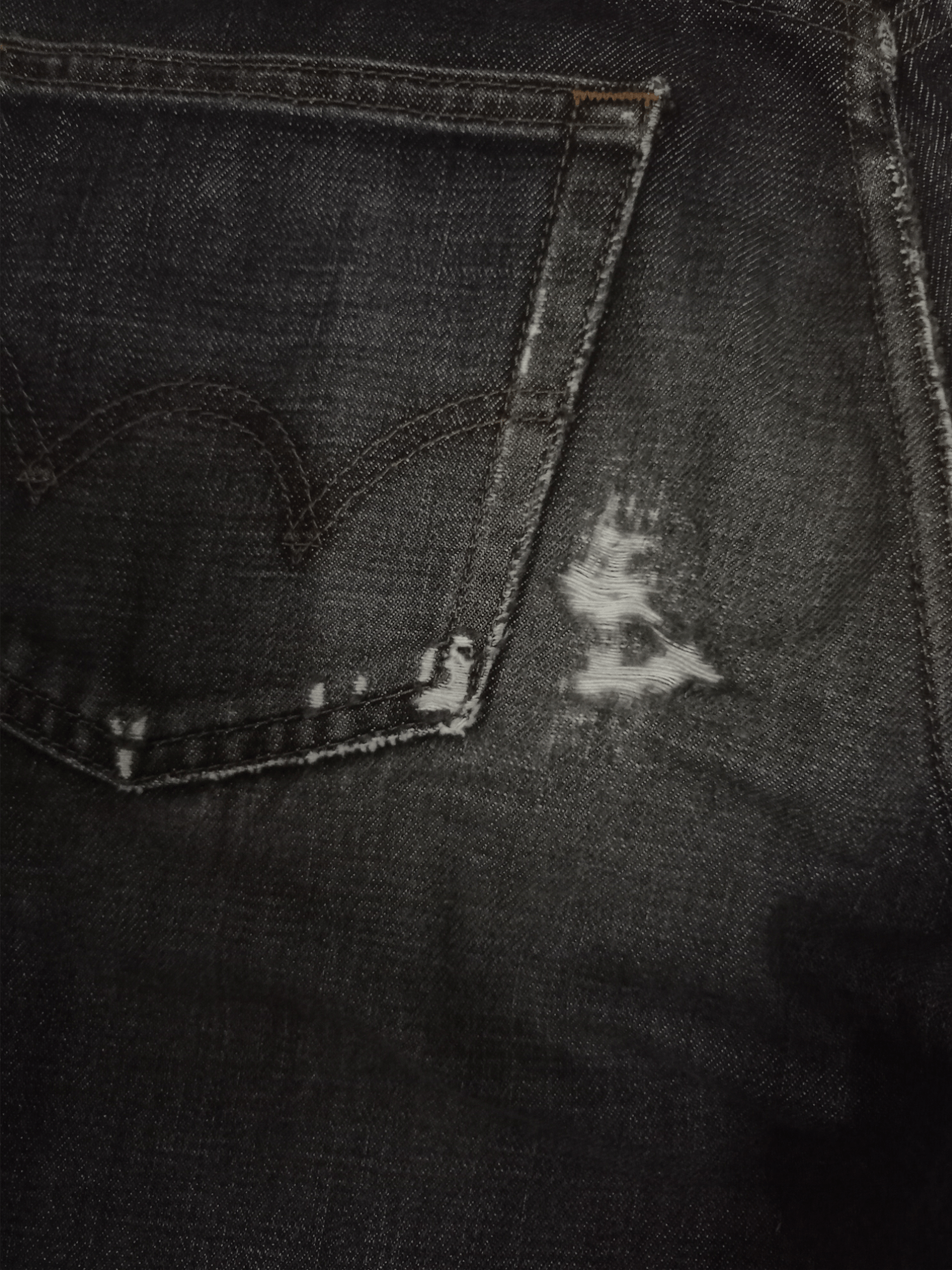 Edwin Vintage Edwin 503 Black Distressed Loose Jeans 27 X 30 Size US 27 - 10 Thumbnail