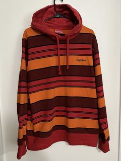 Supreme Striped Hooded Crewneck Brown