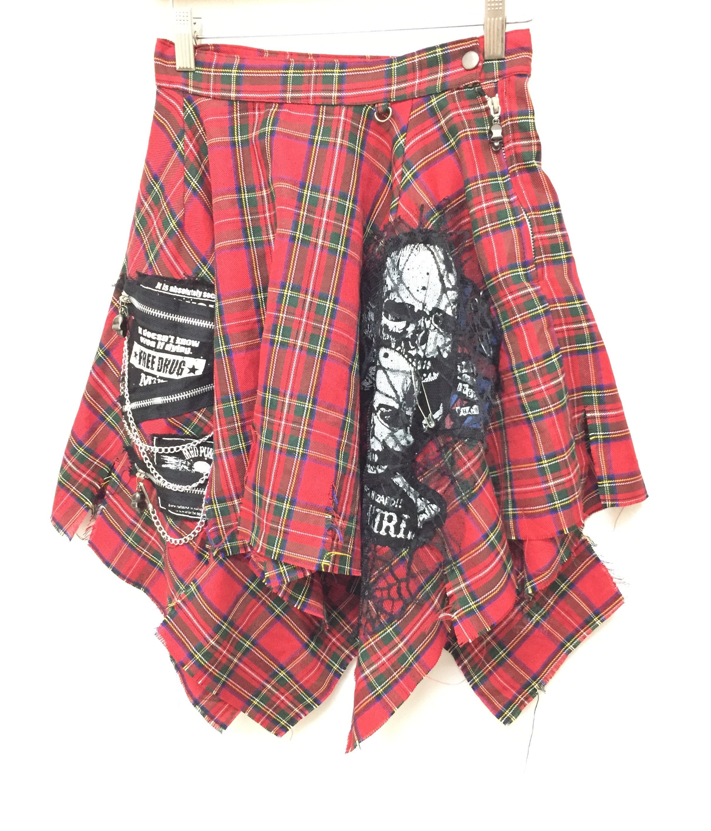 Japanese Brand MAD PUNK tartan Damage Bondage skirt Size 24" / US 00 / IT 34 - 4 Thumbnail
