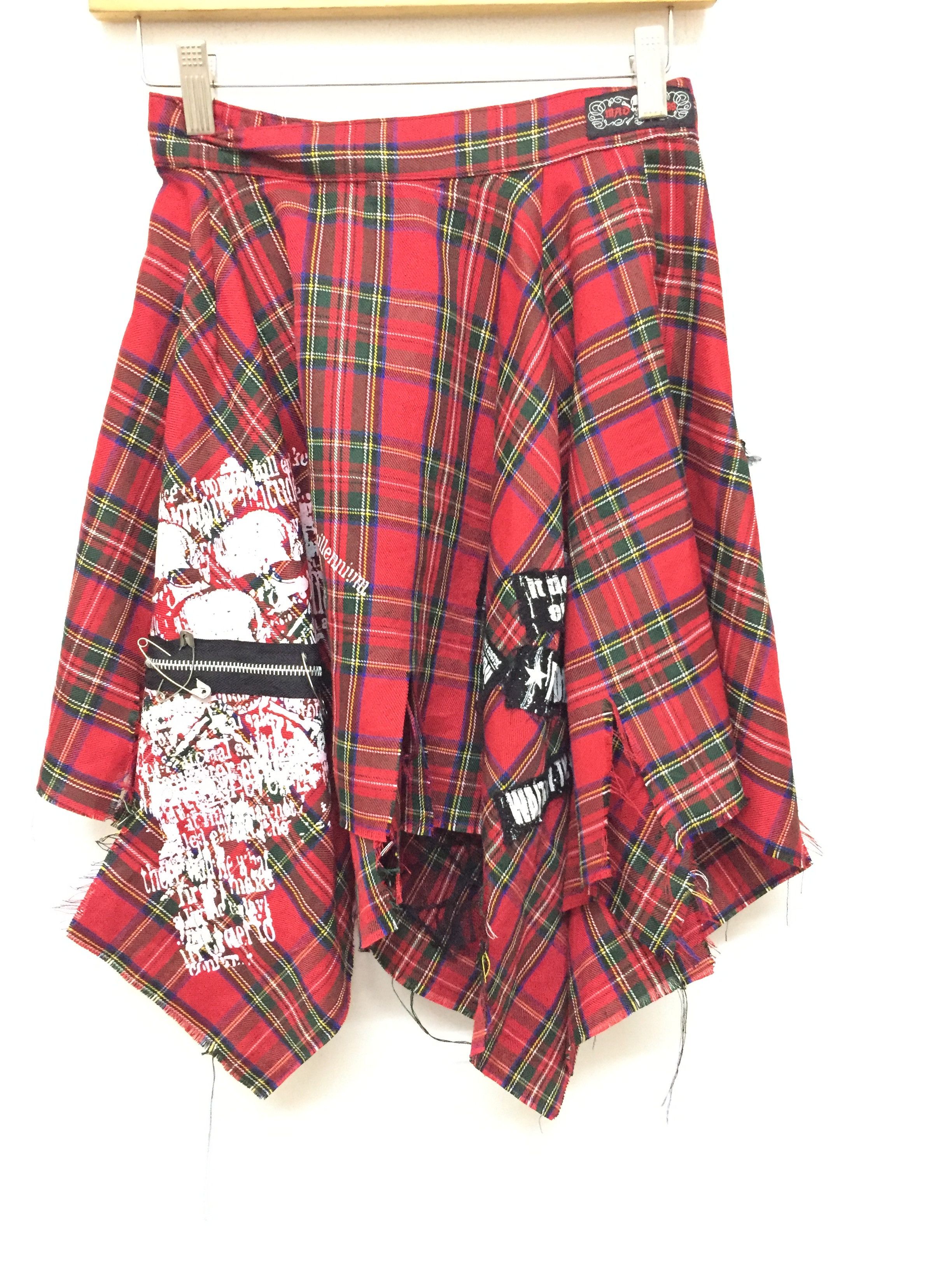 Japanese Brand MAD PUNK tartan Damage Bondage skirt Size 24" / US 00 / IT 34 - 8 Thumbnail