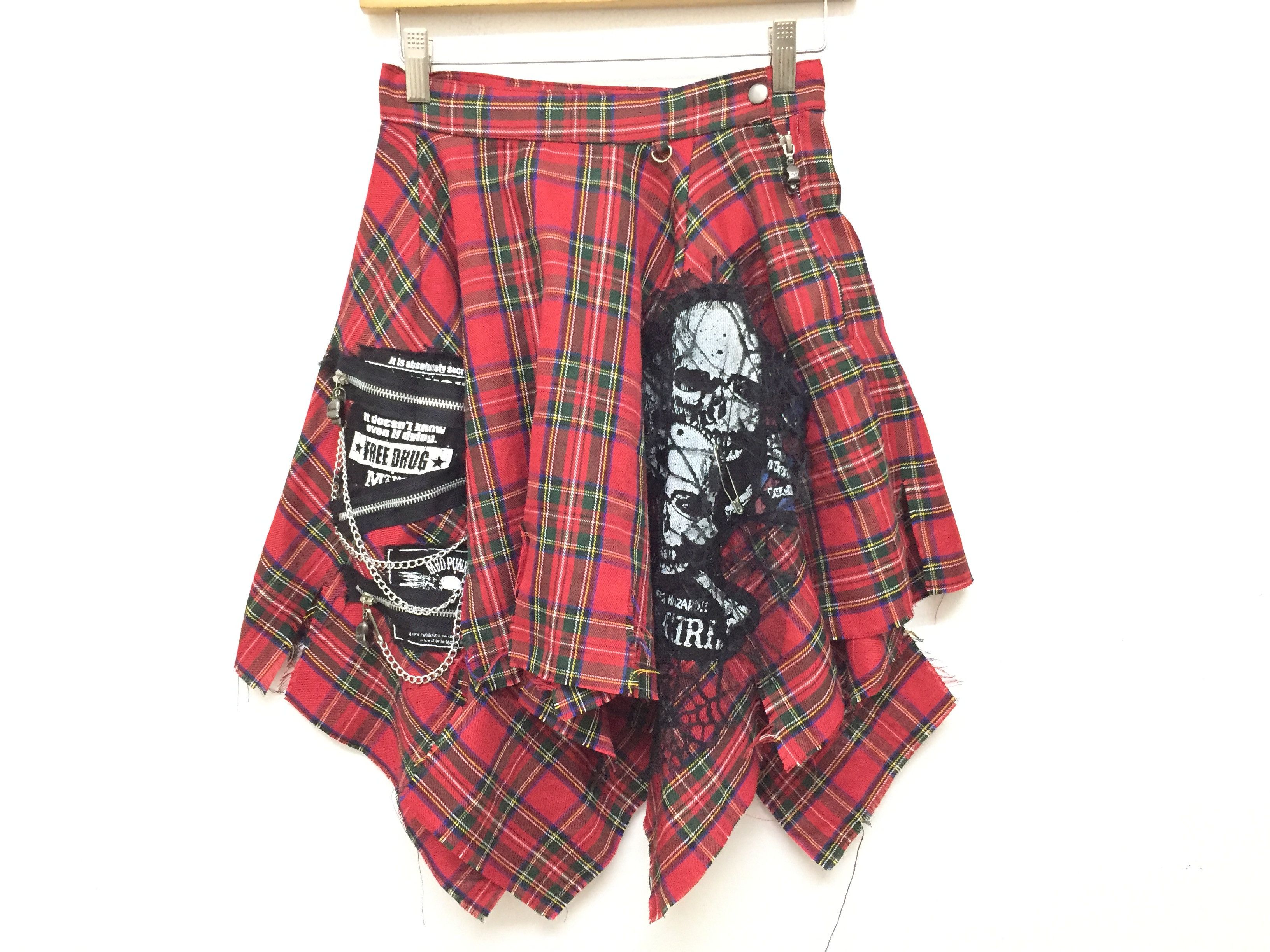Japanese Brand MAD PUNK tartan Damage Bondage skirt Size 24" / US 00 / IT 34 - 3 Thumbnail