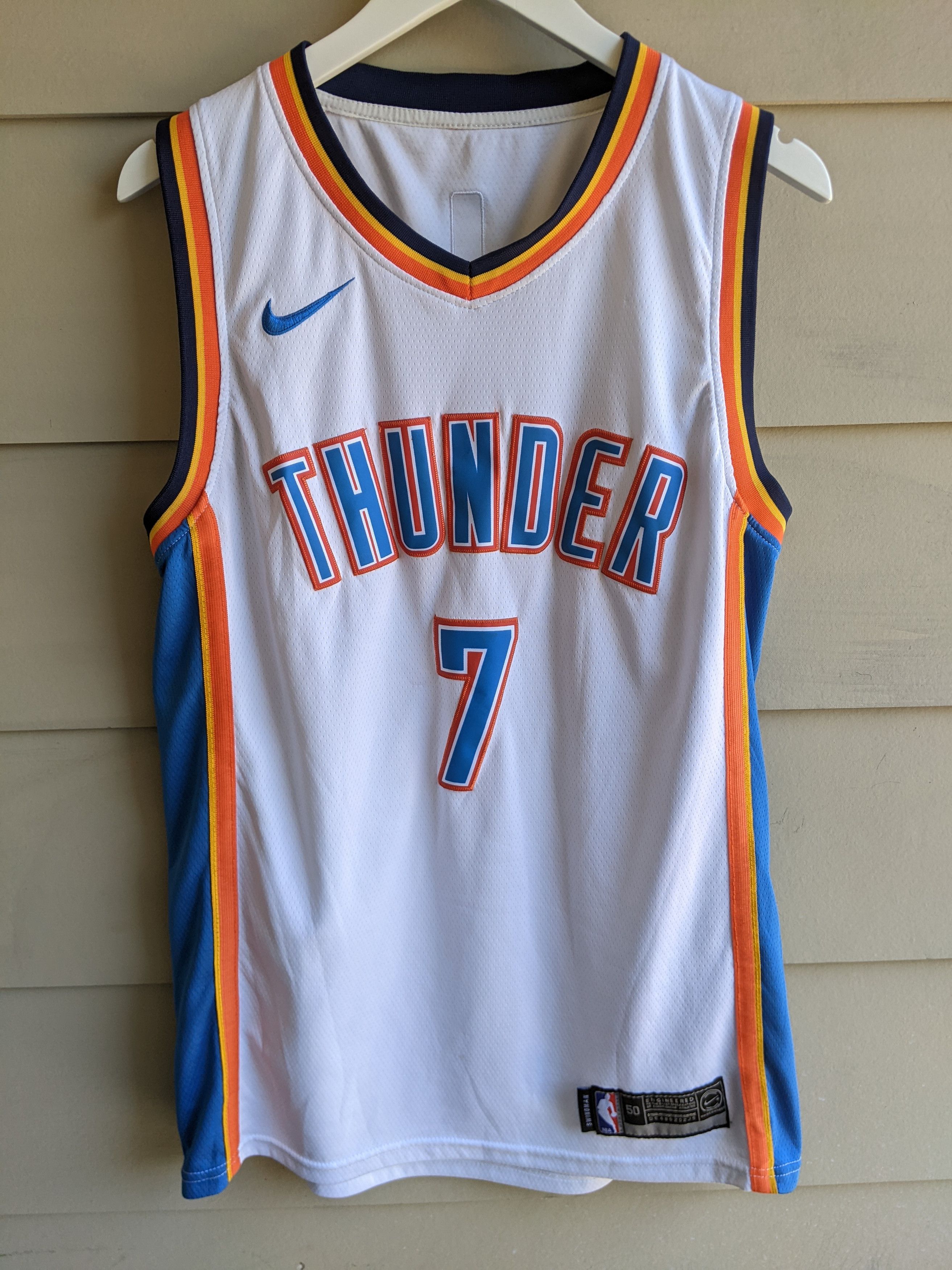 Pre-owned Nba X Nike Oklahoma Thunder Nba Carmelo Anthony 7 Jersey In White