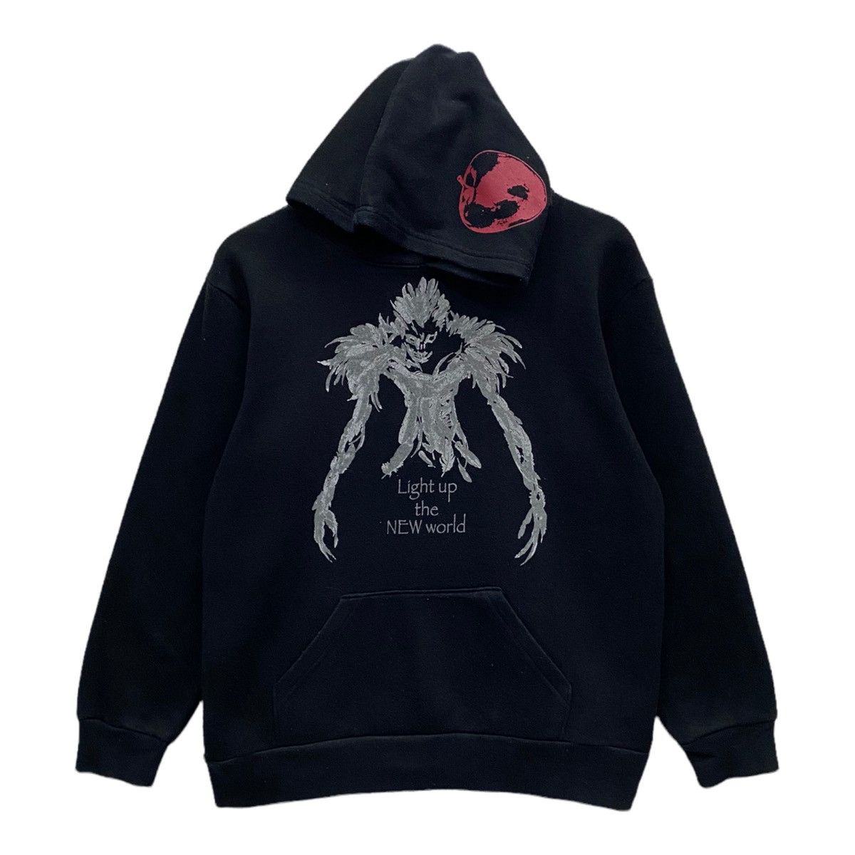 image of Anima x Cartoon Network Vintage Death Note Light Up The New World Hoodies in Black (Size Small)
