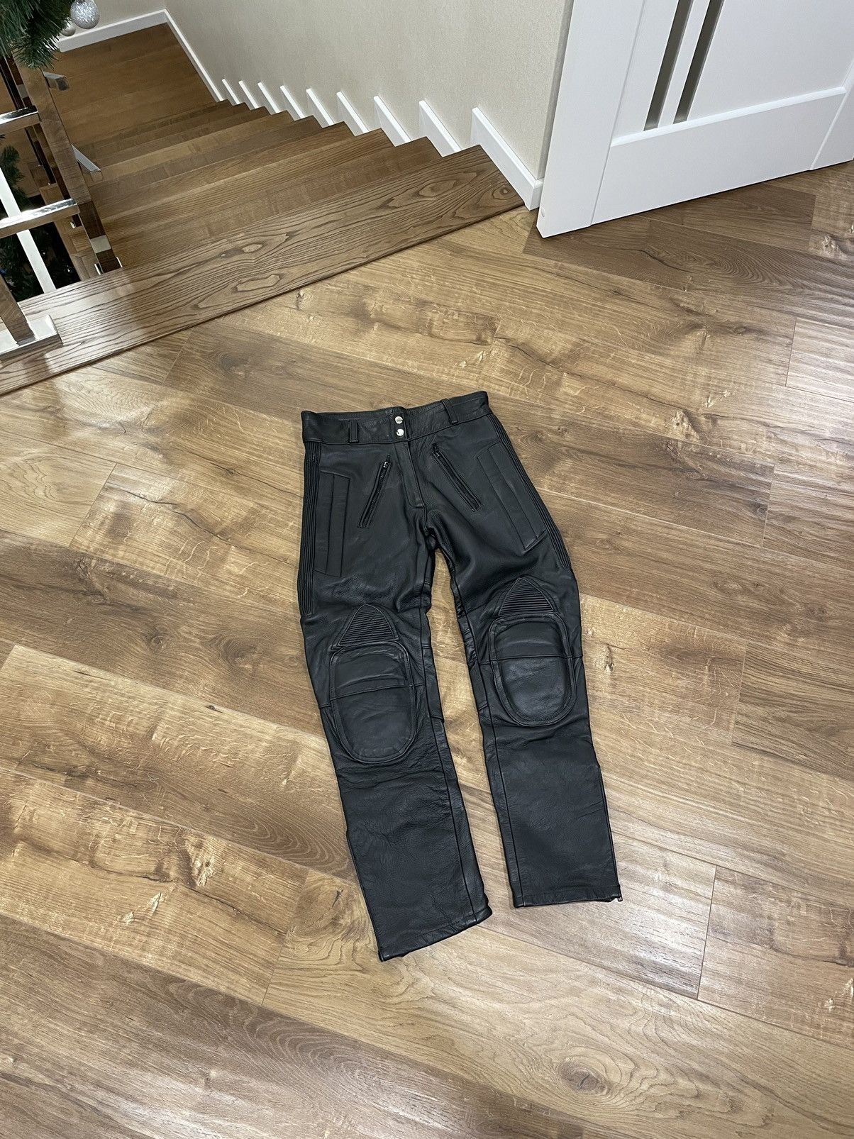 Vintage Genuine Leather Black Leather Pants Motorbike Size30