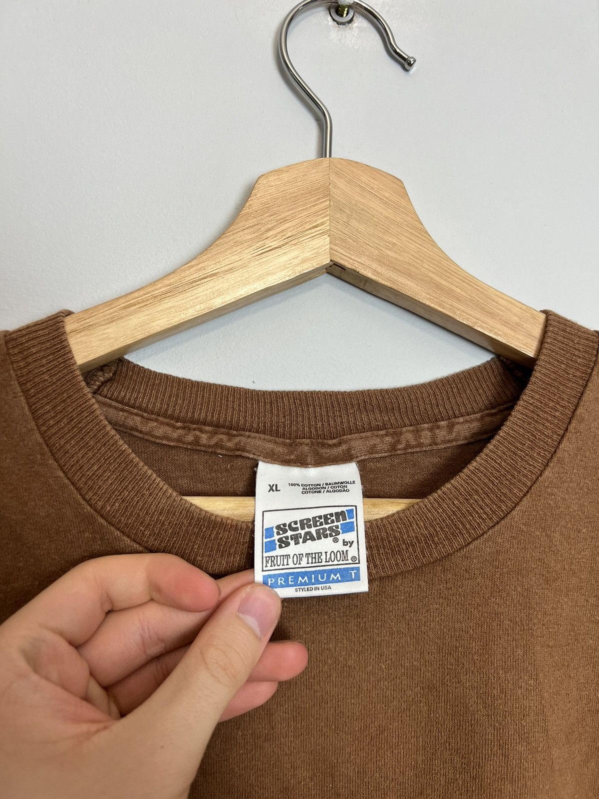 Vintage Rare 90s Vintage Brown Screen Stars Blank Tshirt Travis Vibe Size US XL / EU 56 / 4 - 3 Thumbnail