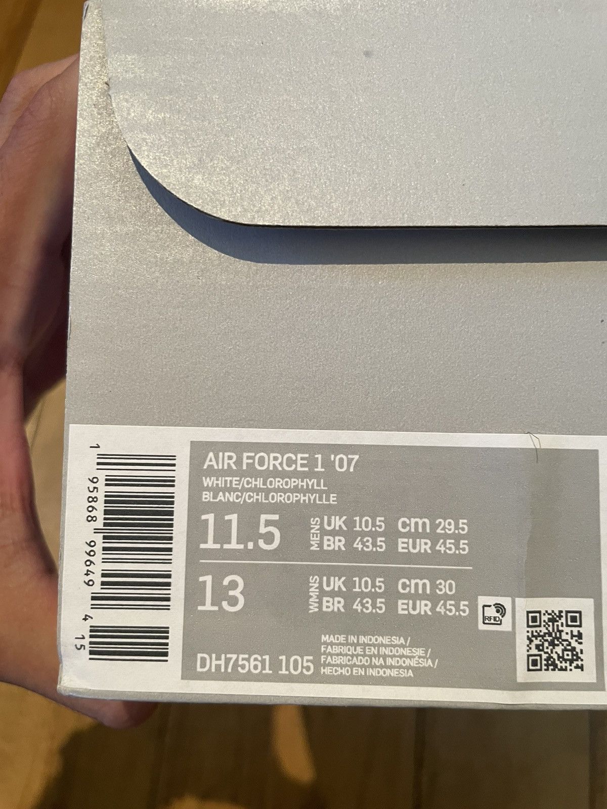 Nike Nike Air Force 1 White Chlorophyll Size US 11.5 / EU 44-45 - 11 Thumbnail