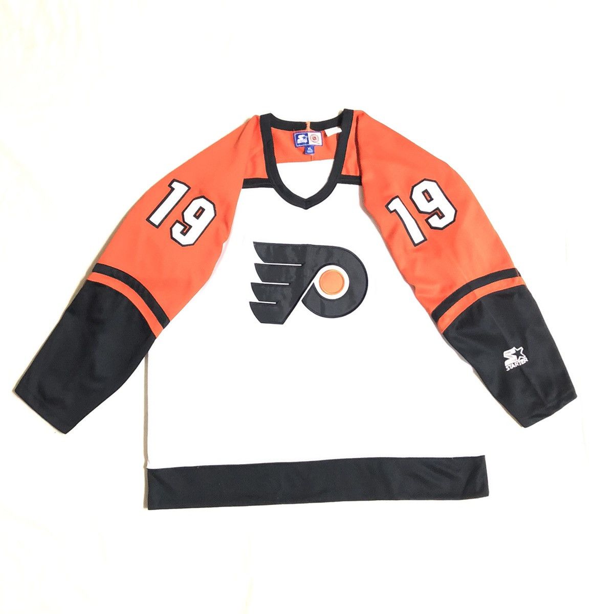 image of Nhl x Vintage Starter Philadelphia Flyers-Mikael Renberg 19 in Black/White/Orange, Men's (Size XL)