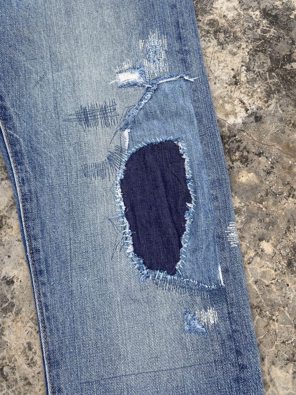 Handmade Vintage Levis 522 Distressed Rework Boro Stitch Pant Size US 31 - 4 Thumbnail