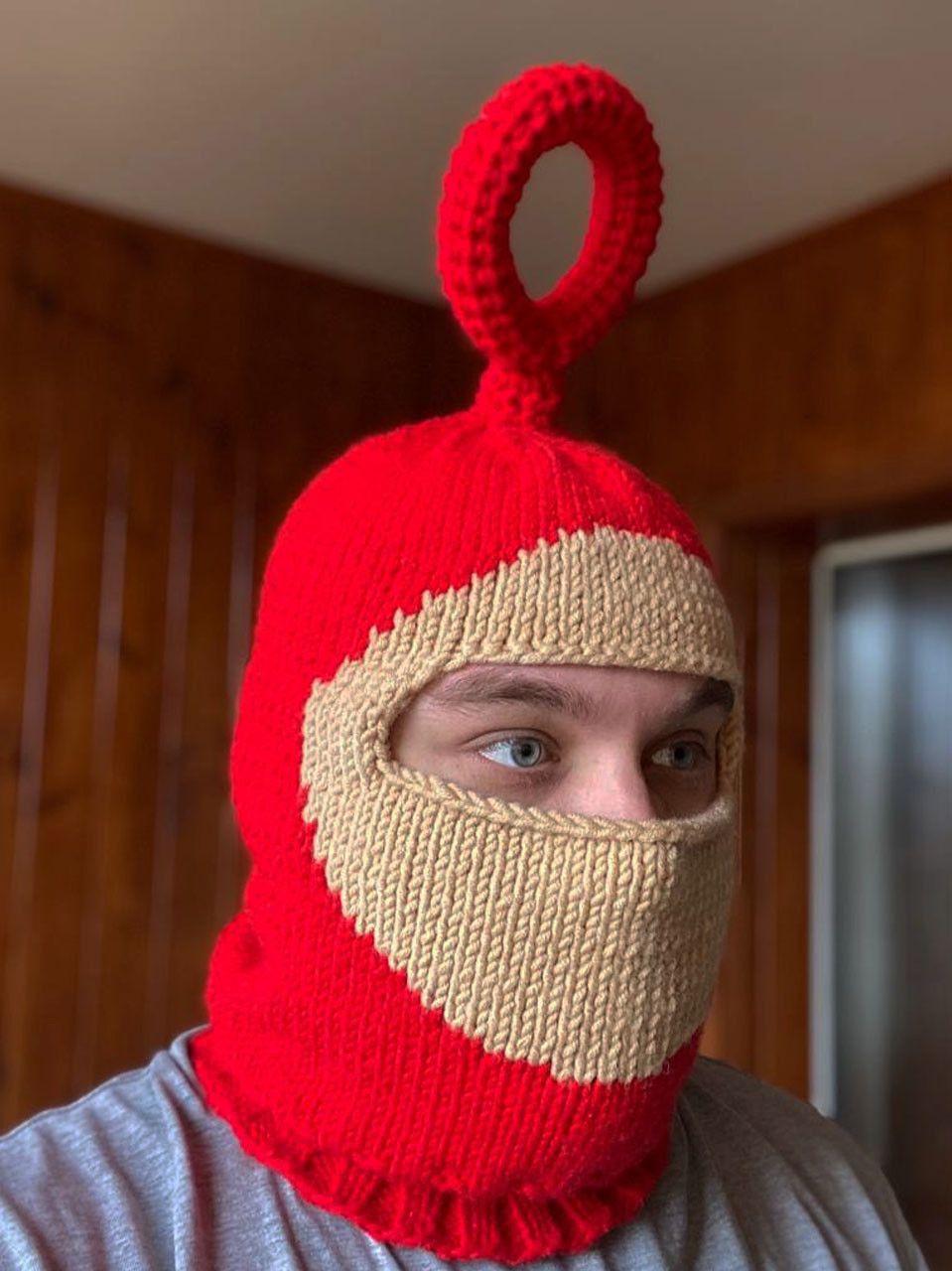 Other Hand-knitted Balaclava Mask Teletubbies "Po" Size ONE SIZE - 3 Thumbnail
