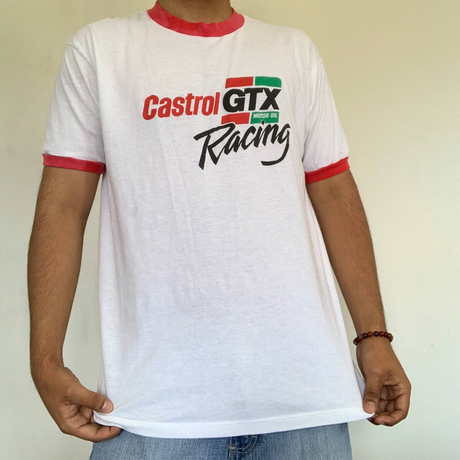 Vintage 1980s Vintage Castrol Racing GTX Motoroil Ringer T Shirt | Grailed
