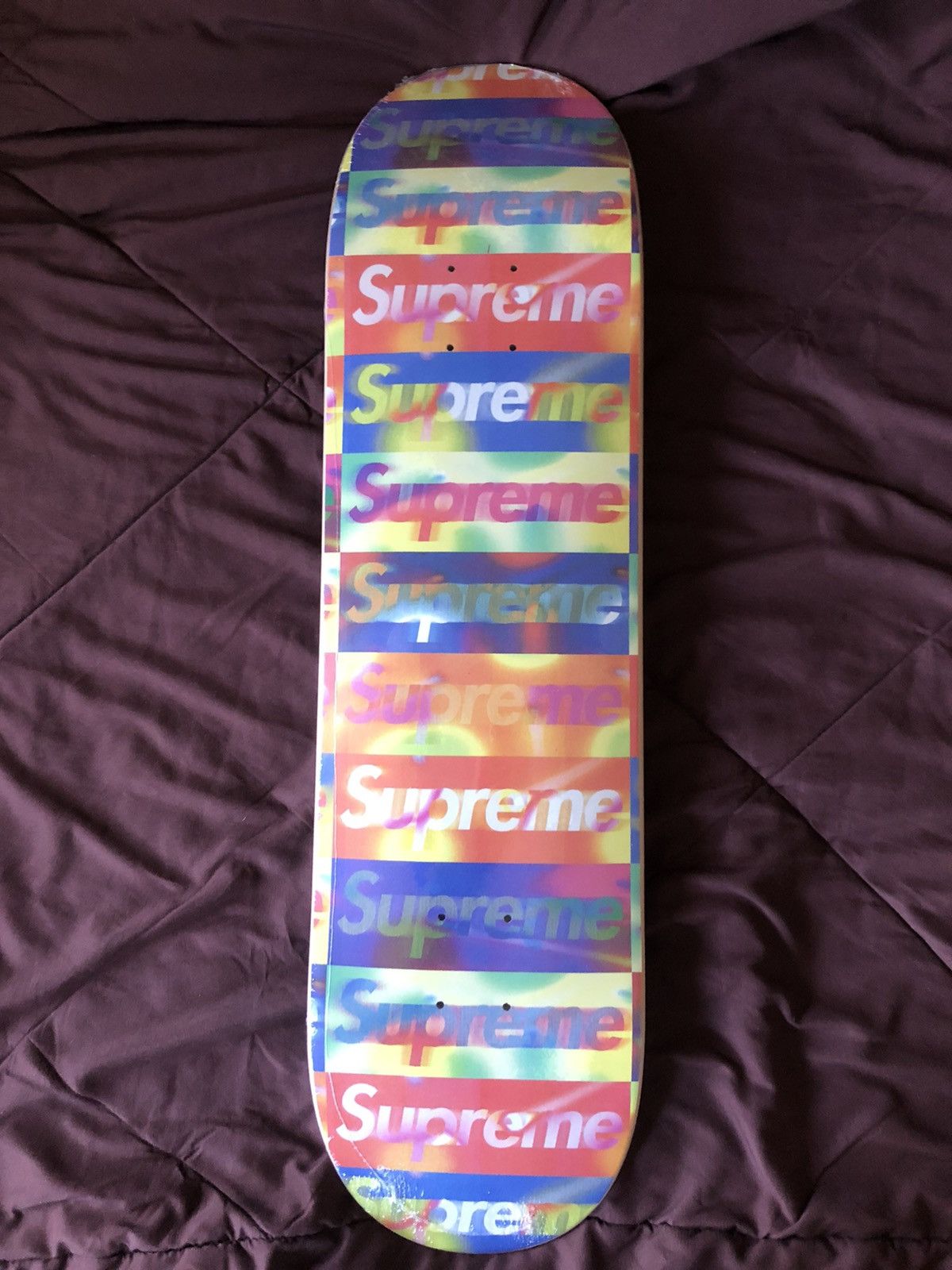 image of Distorted Logo Skateboard Deck - Yellow 8.375" X 32.125", Men's