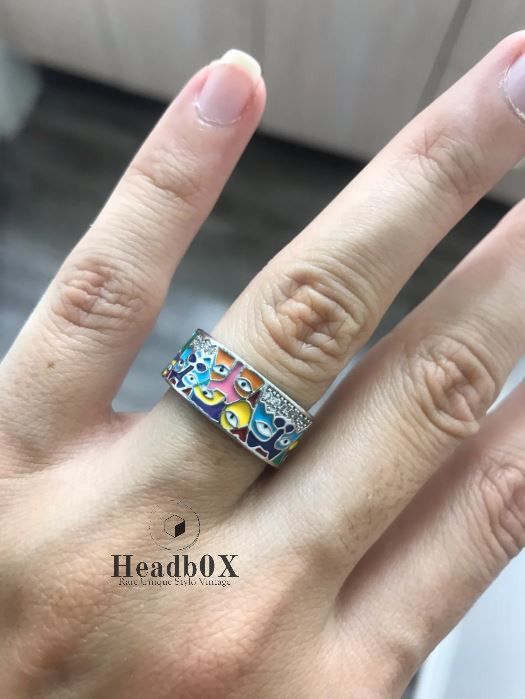 Jewelry Colourful Cat Eyes Ring Size ONE SIZE - 3 Thumbnail