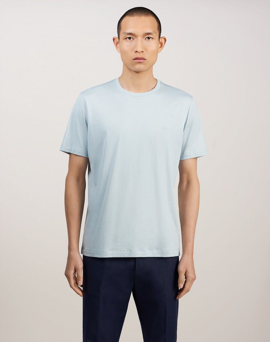 Alfred Dunhill CLASSIC COTTON T-SHIRT - Grey Blue Tee Size US M / EU 48-50 / 2 - 11 Thumbnail