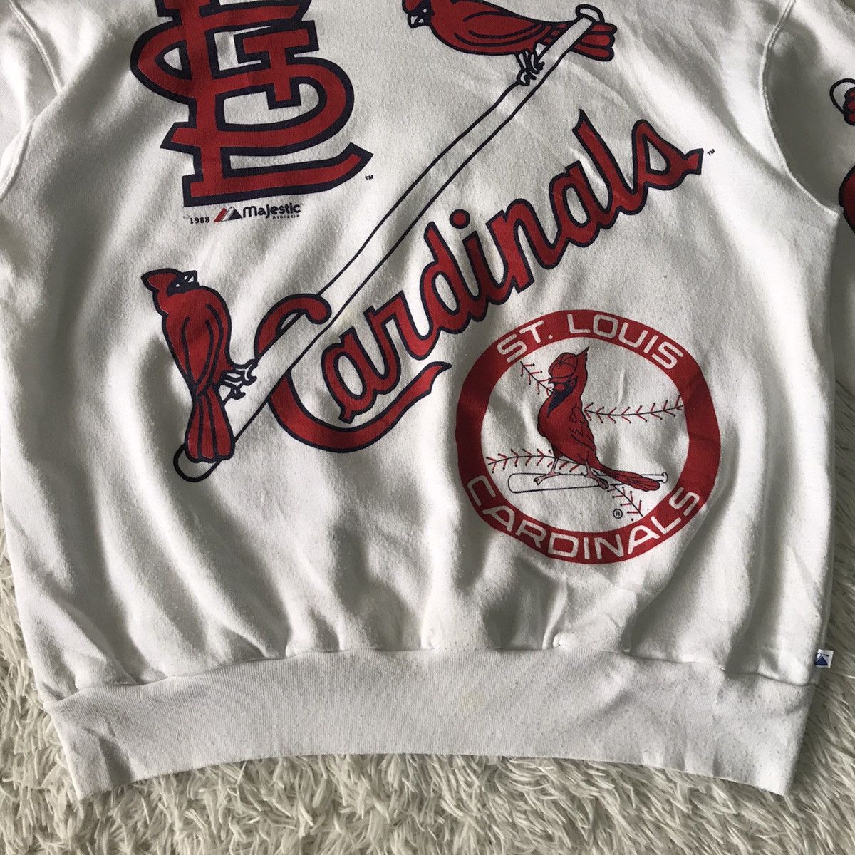 Majestic Vtg MLB Majestic Print St.Louis Cardinals Sweatshirt Size US XL / EU 56 / 4 - 4 Thumbnail