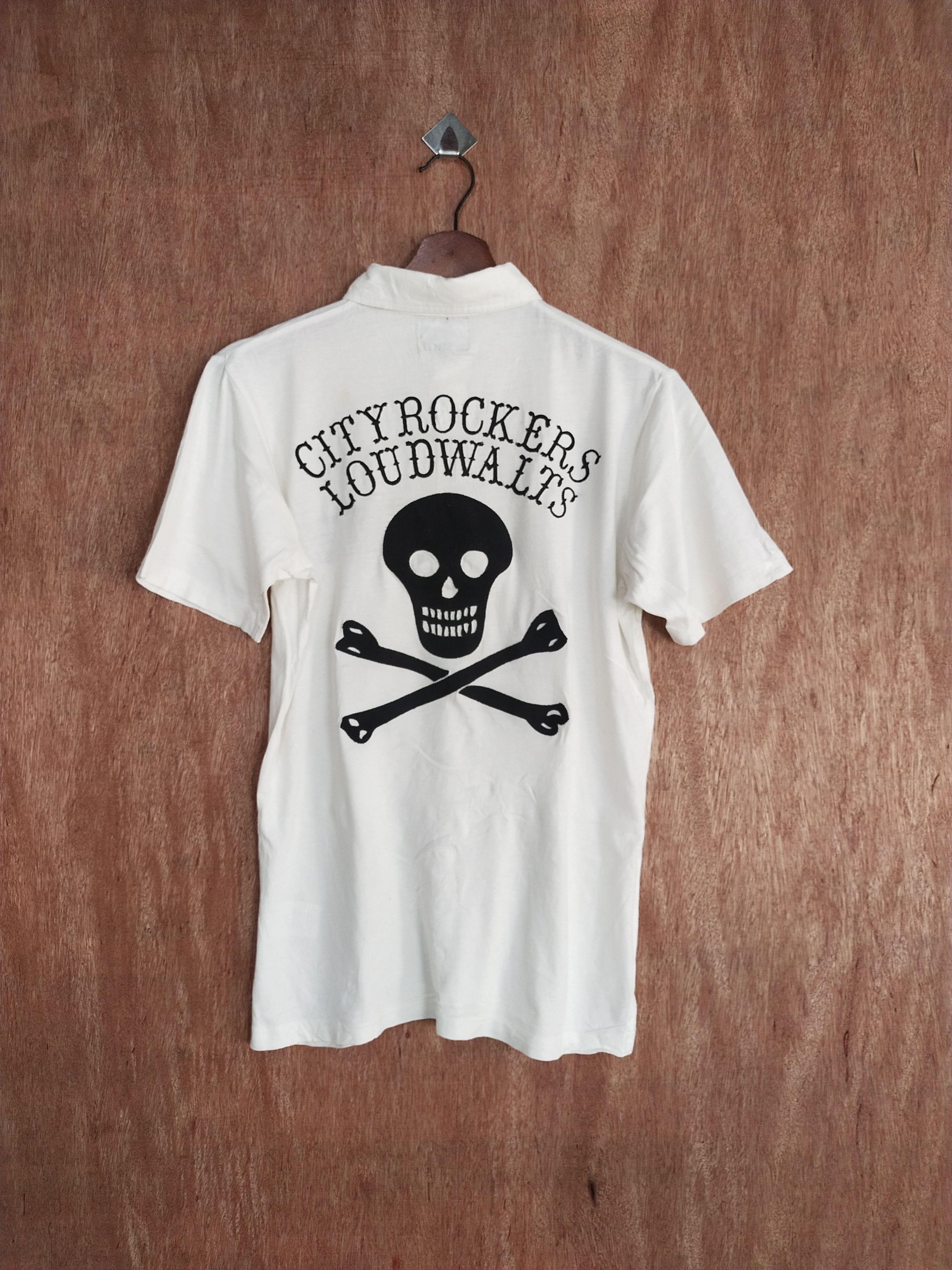 image of Libertine Skull White Shirt (Button Ups) S053, Men's (Size Small)