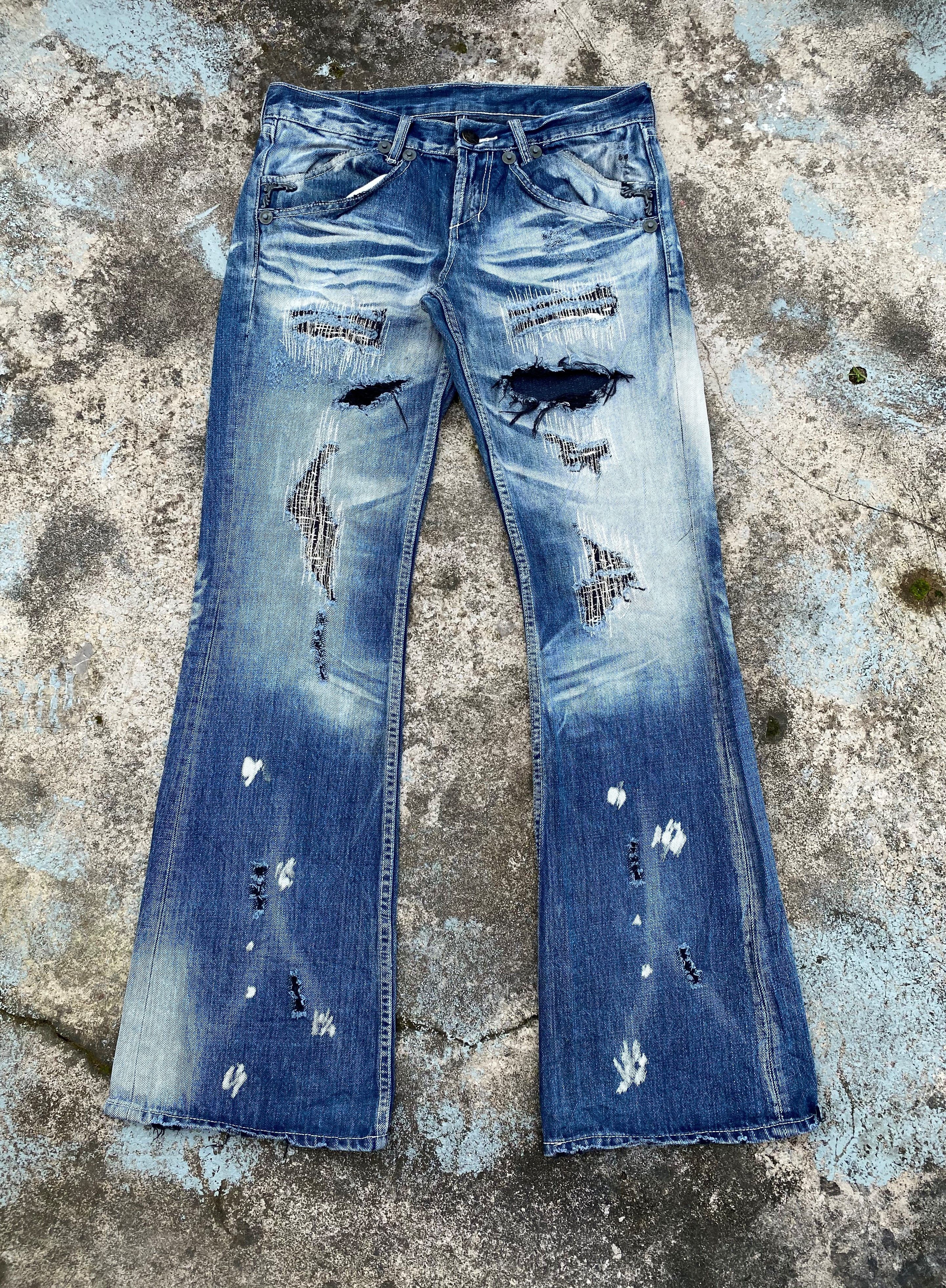 Japanese Brand RARE🔥Japanese Brands Skulls Hardcore Distressed Flare Jeans Size US 32 / EU 48 - 1 Thumbnail