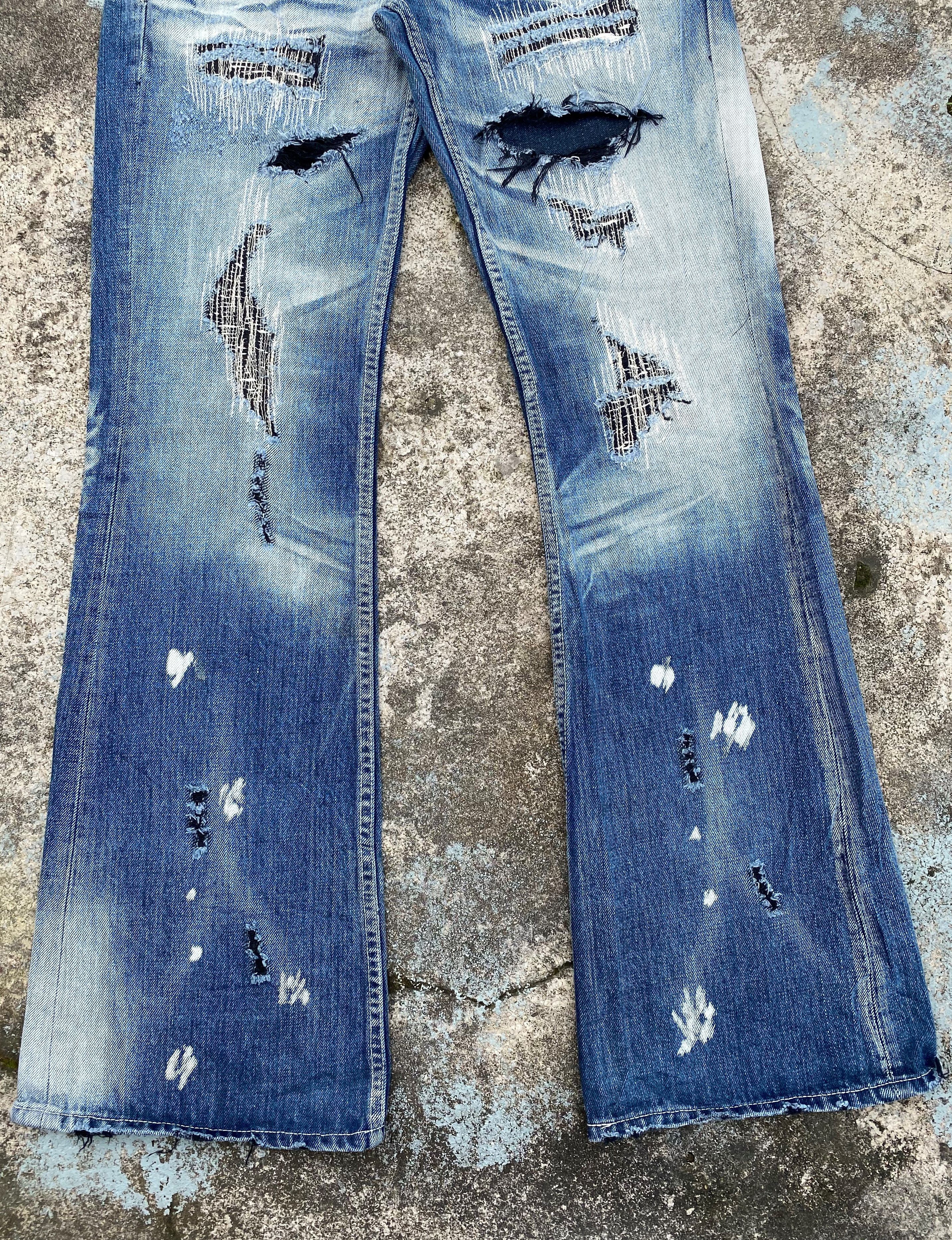Japanese Brand RARE🔥Japanese Brands Skulls Hardcore Distressed Flare Jeans Size US 32 / EU 48 - 4 Thumbnail
