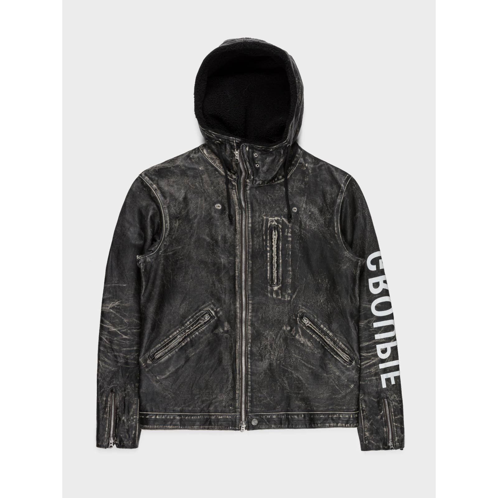 image of Undercover Aw10 One-Off Mad Market Hooded Leather Jacket in Black, Men's (Size XL)