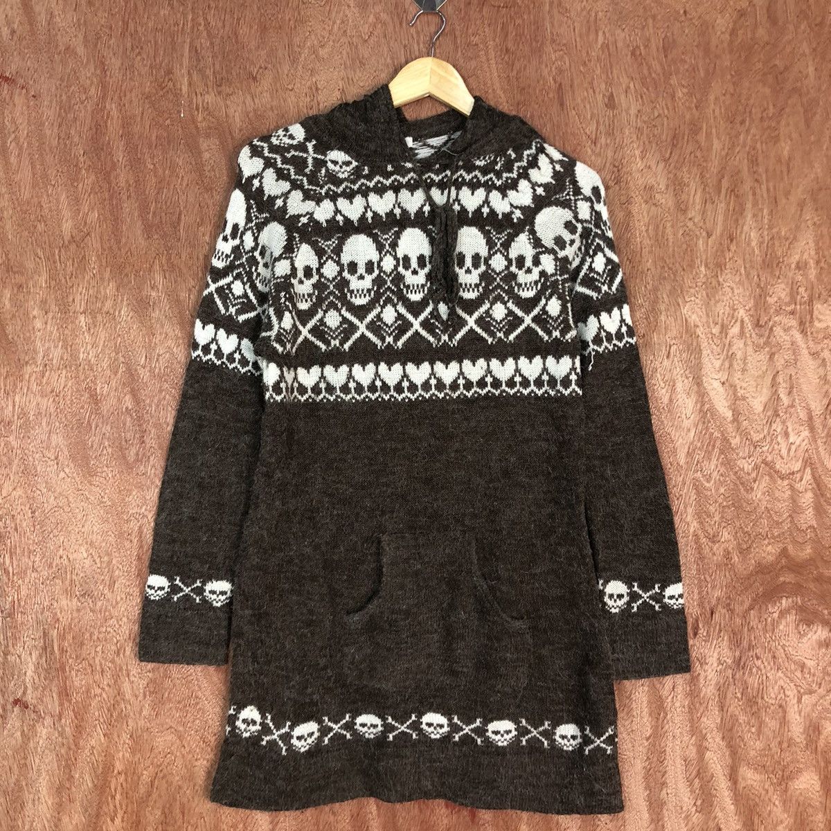 Homespun Knitwear × Japanese Brand Mouth Valley skull mohair Brown Long Knitwear #c581 Size M / US 6-8 / IT 42-44 - 3 Thumbnail