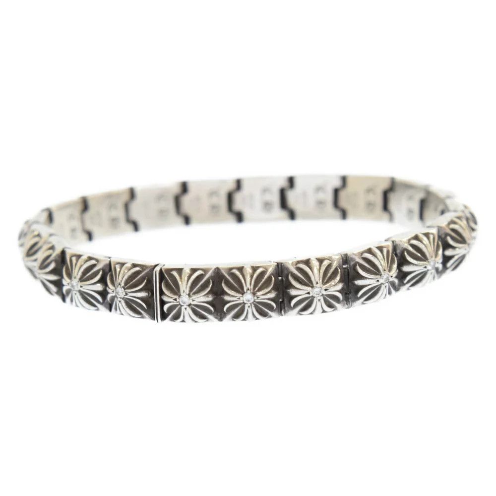 image of Chrome Hearts Pyramid Link Tennis Bracelet in Silver, Men's