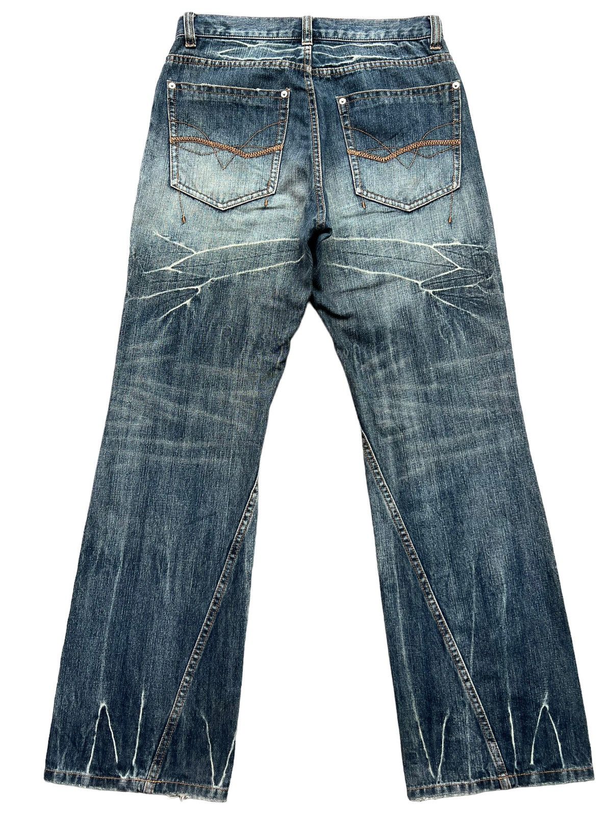Japanese Brand 1 Homme Japan Distressed Gothic Flare Denim Jeans 32x32.5 Size US 30 / EU 46 - 4 Thumbnail