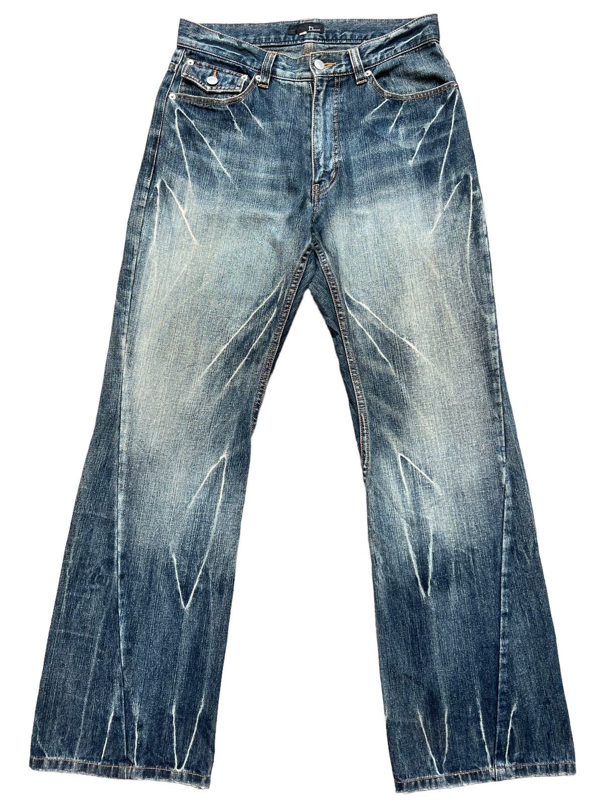 Japanese Brand 1 Homme Japan Distressed Gothic Flare Denim Jeans 32x32.5 Size US 30 / EU 46 - 3 Thumbnail