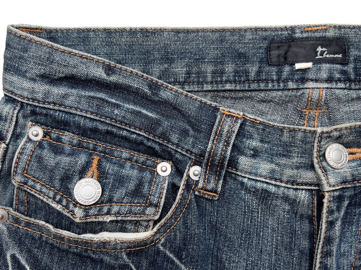 Japanese Brand 1 Homme Japan Distressed Gothic Flare Denim Jeans 32x32.5 Size US 30 / EU 46 - 13 Thumbnail